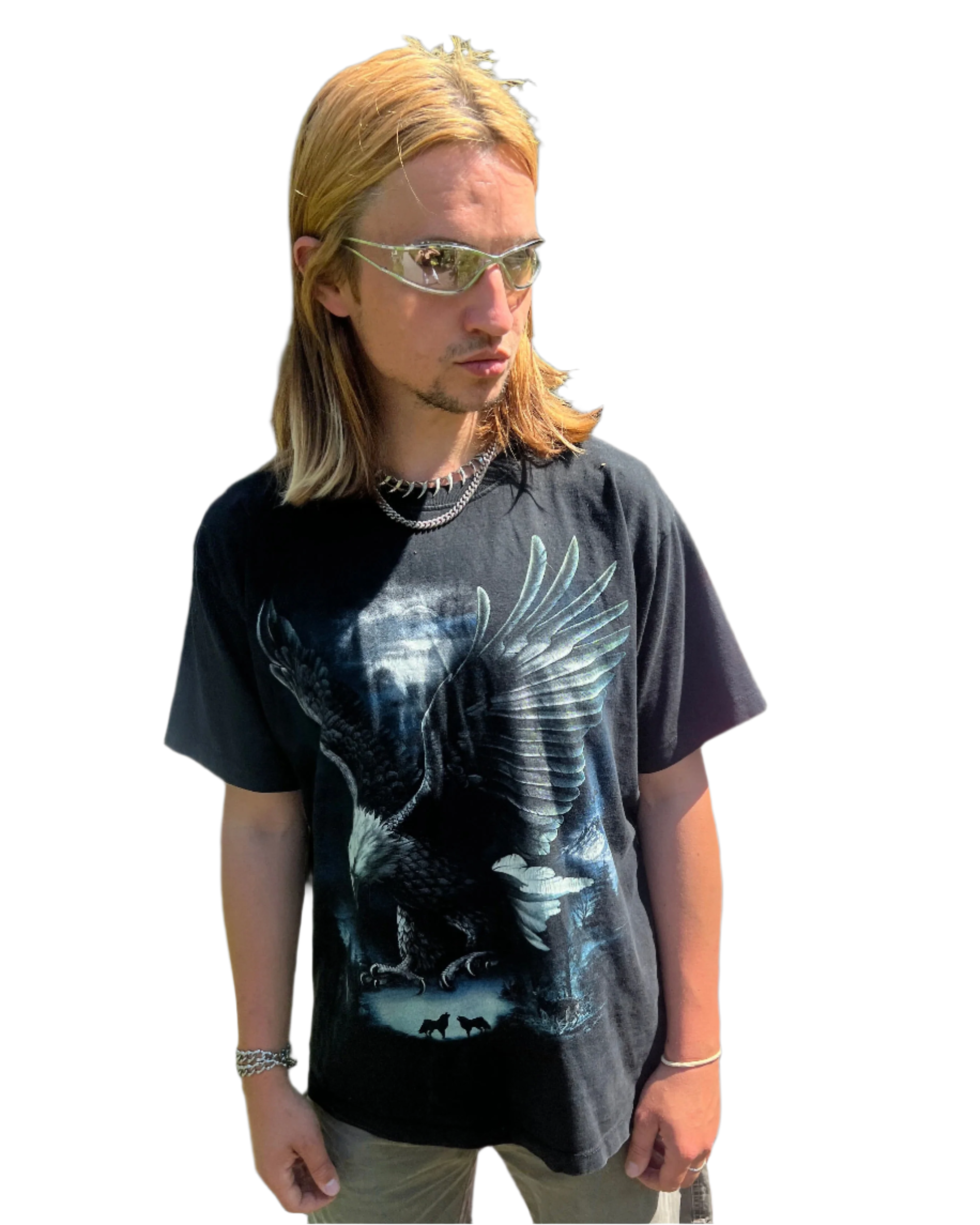 vintage printed t-shirt w flying eagle – shapeshifter