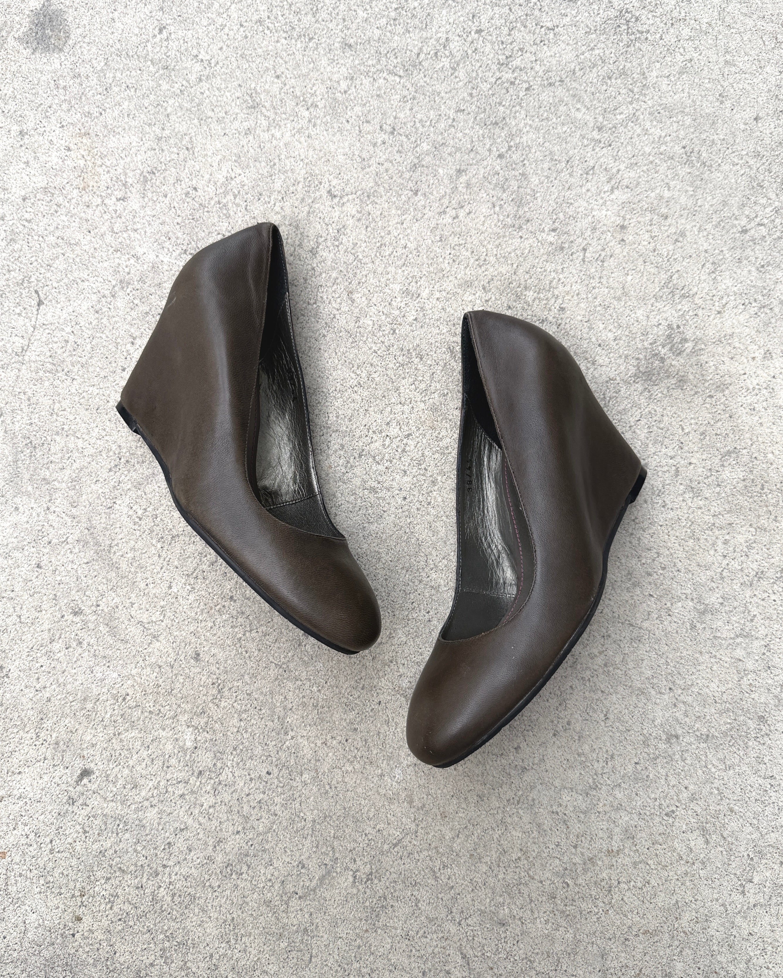 bocage leather wedge heels