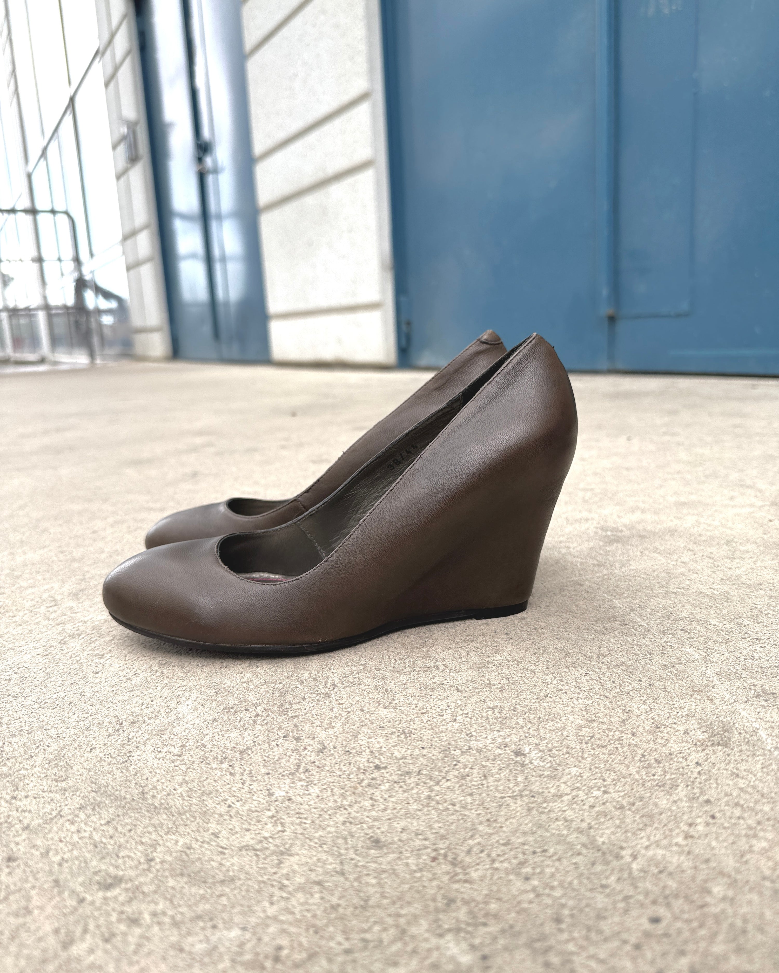 bocage leather wedge heels