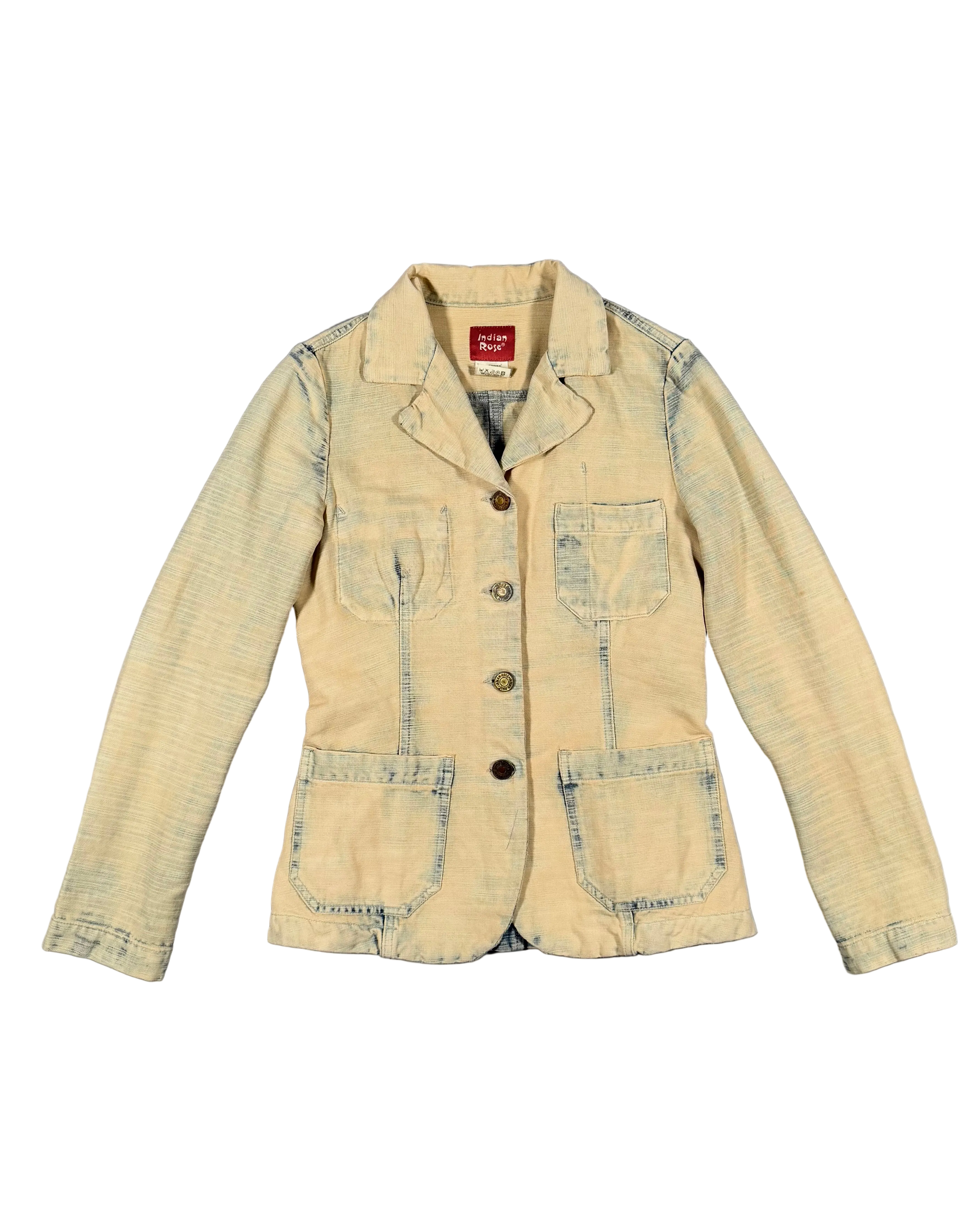 indian rose distressed denim blazer