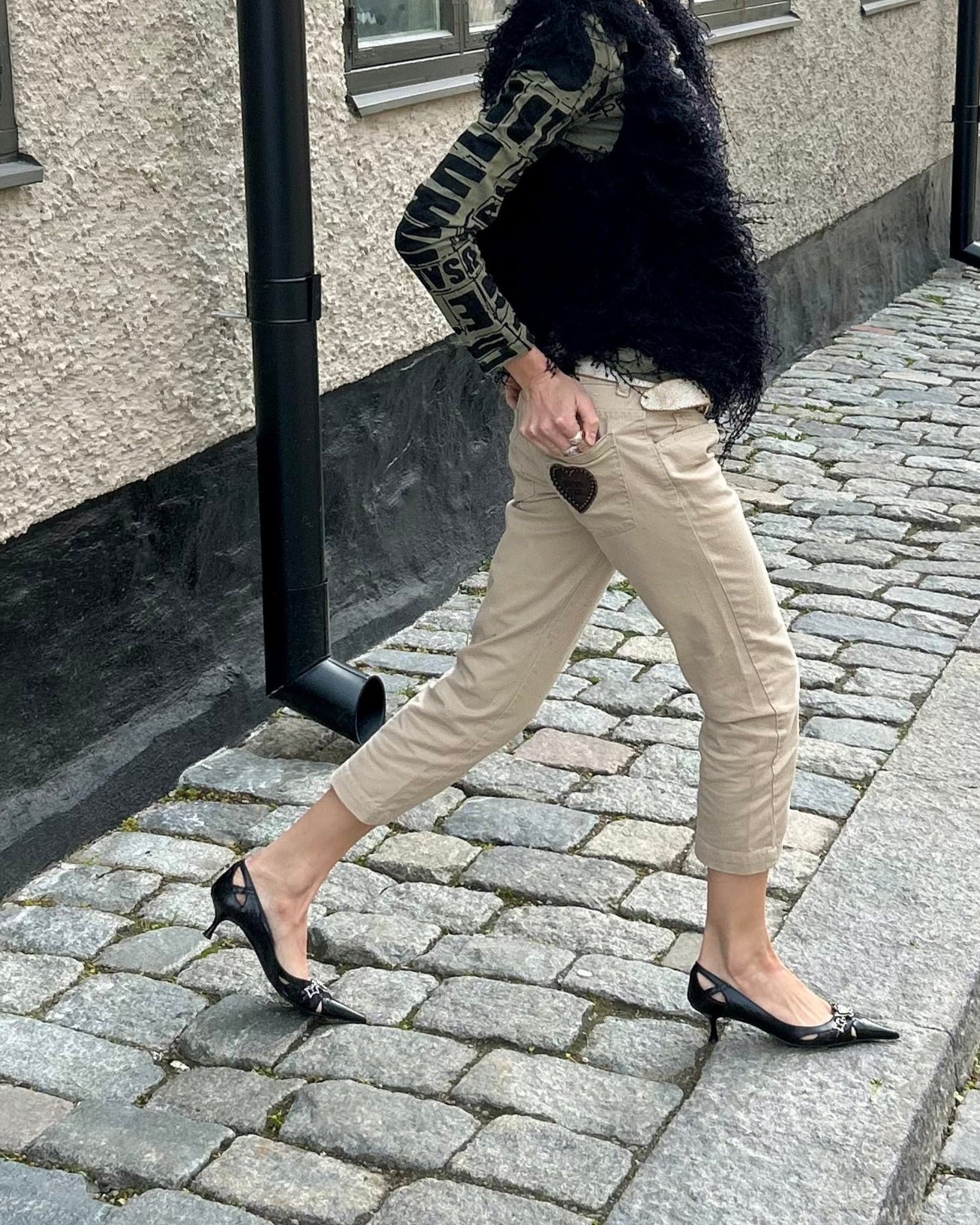 bianco leather kitten heels