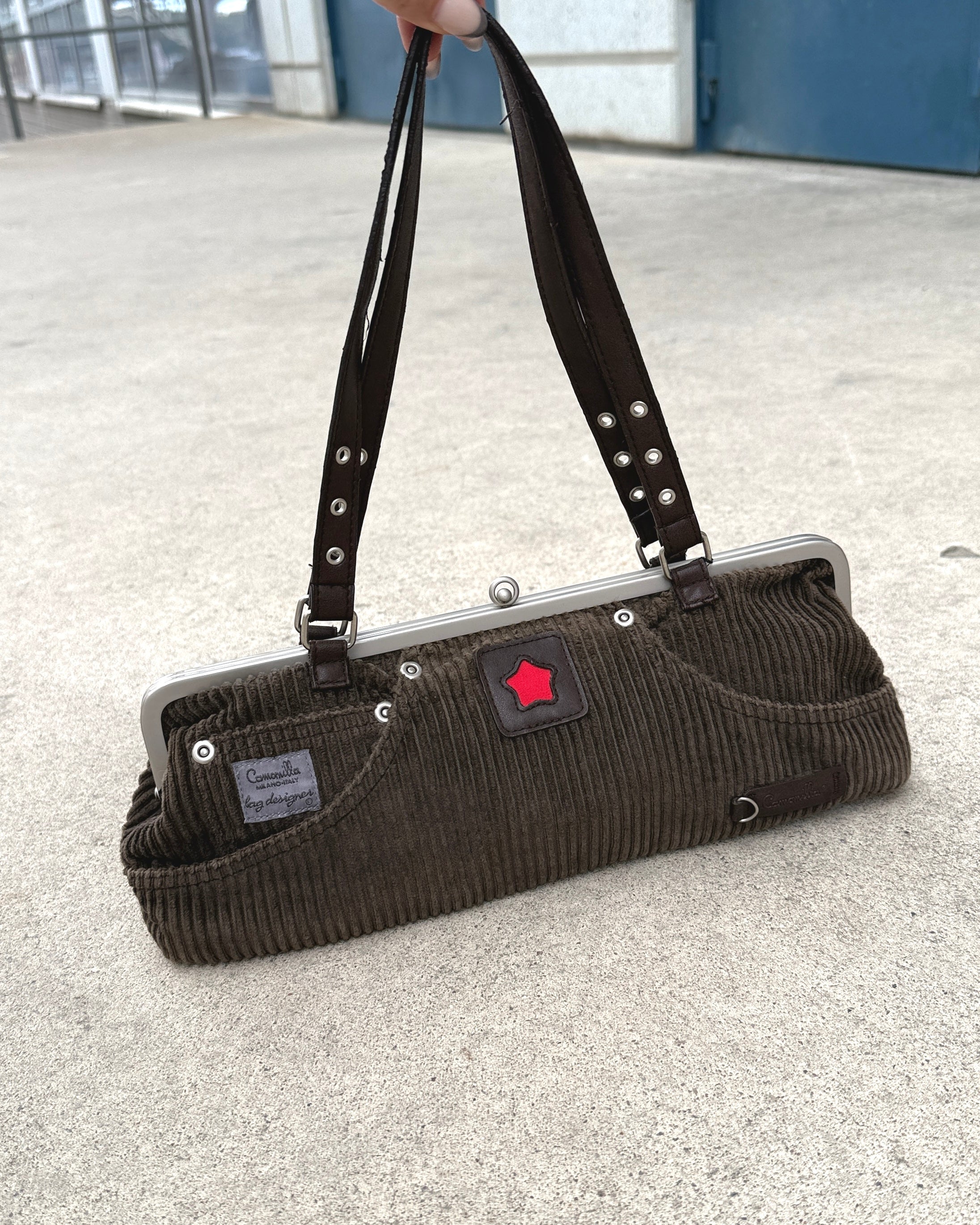corduroy baguette bag