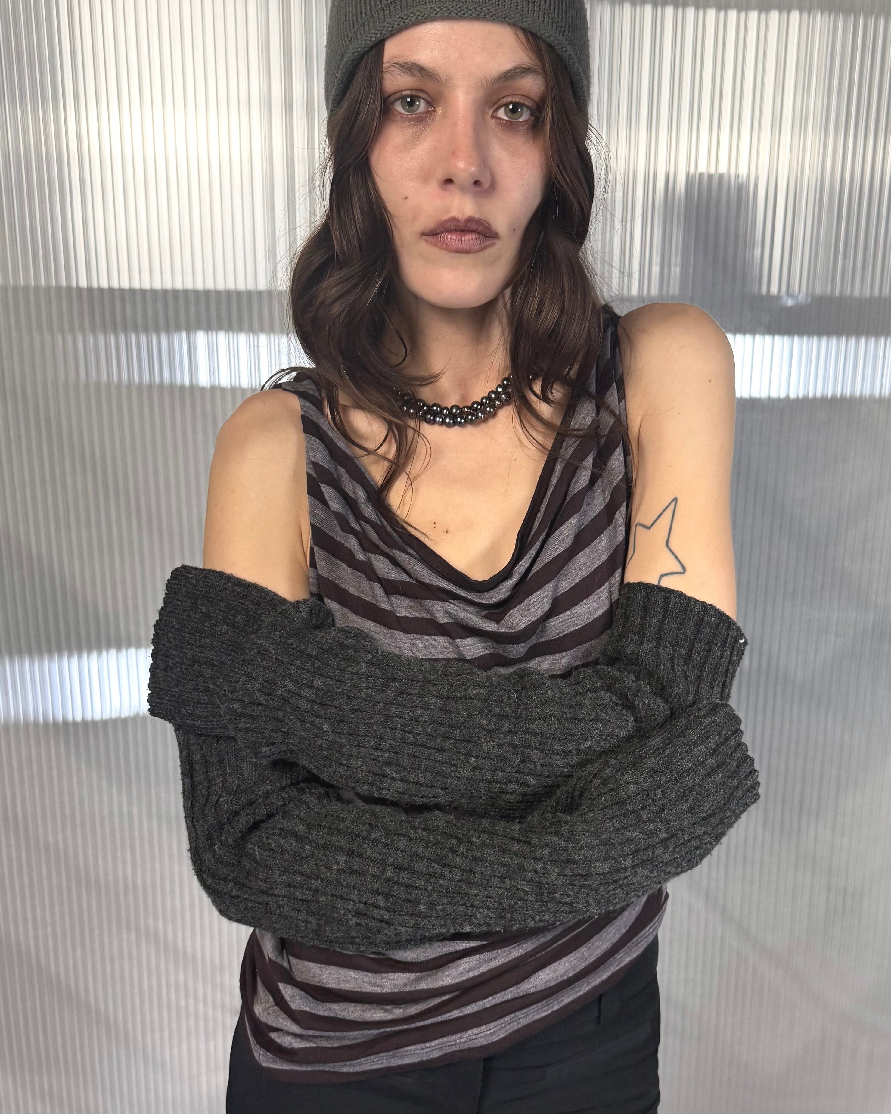 wool mohair blend long wristwarmers