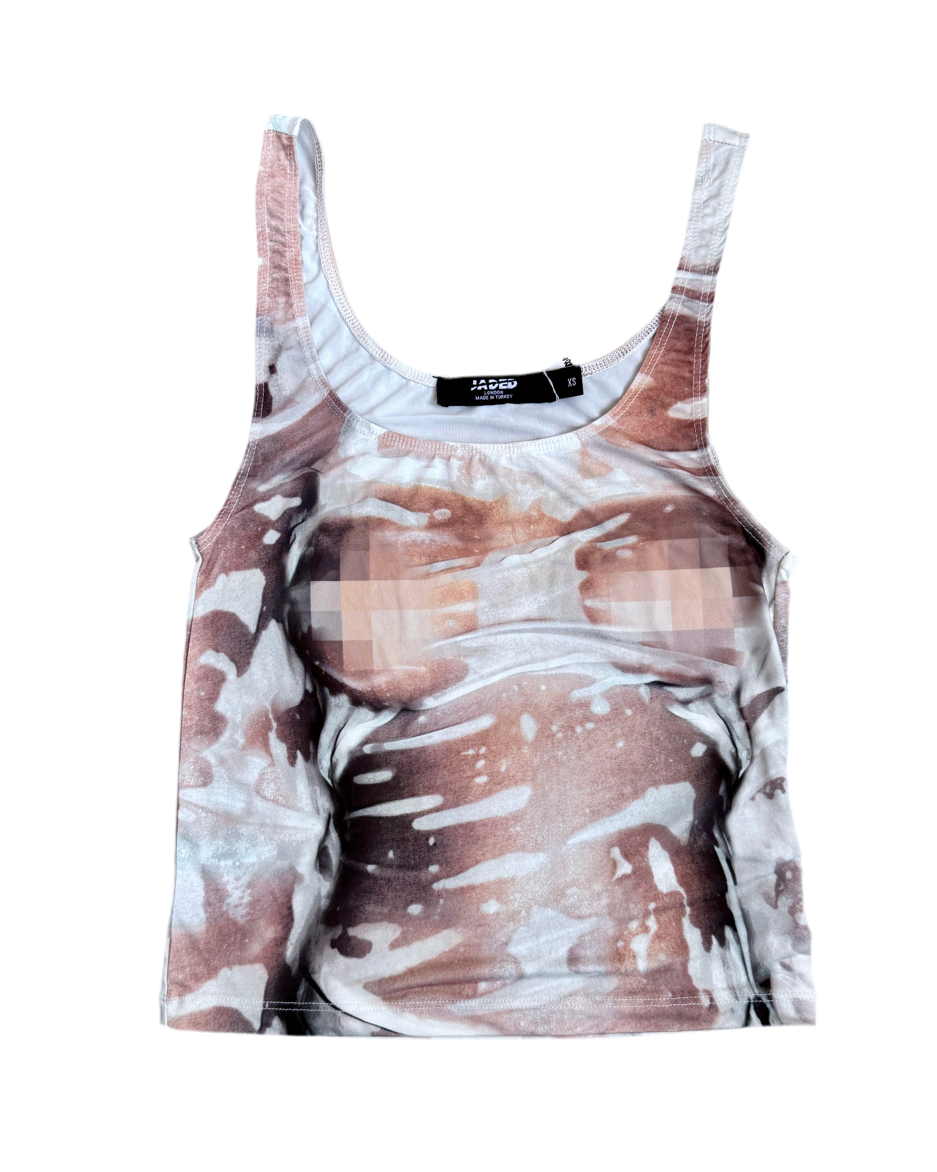 jaded london wet look printed tank top
