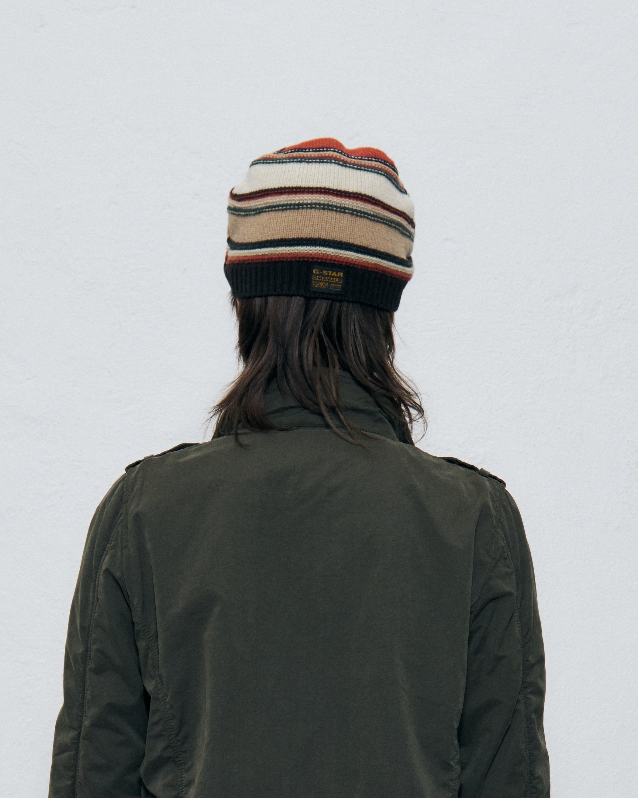 G STAR striped wool short beanie