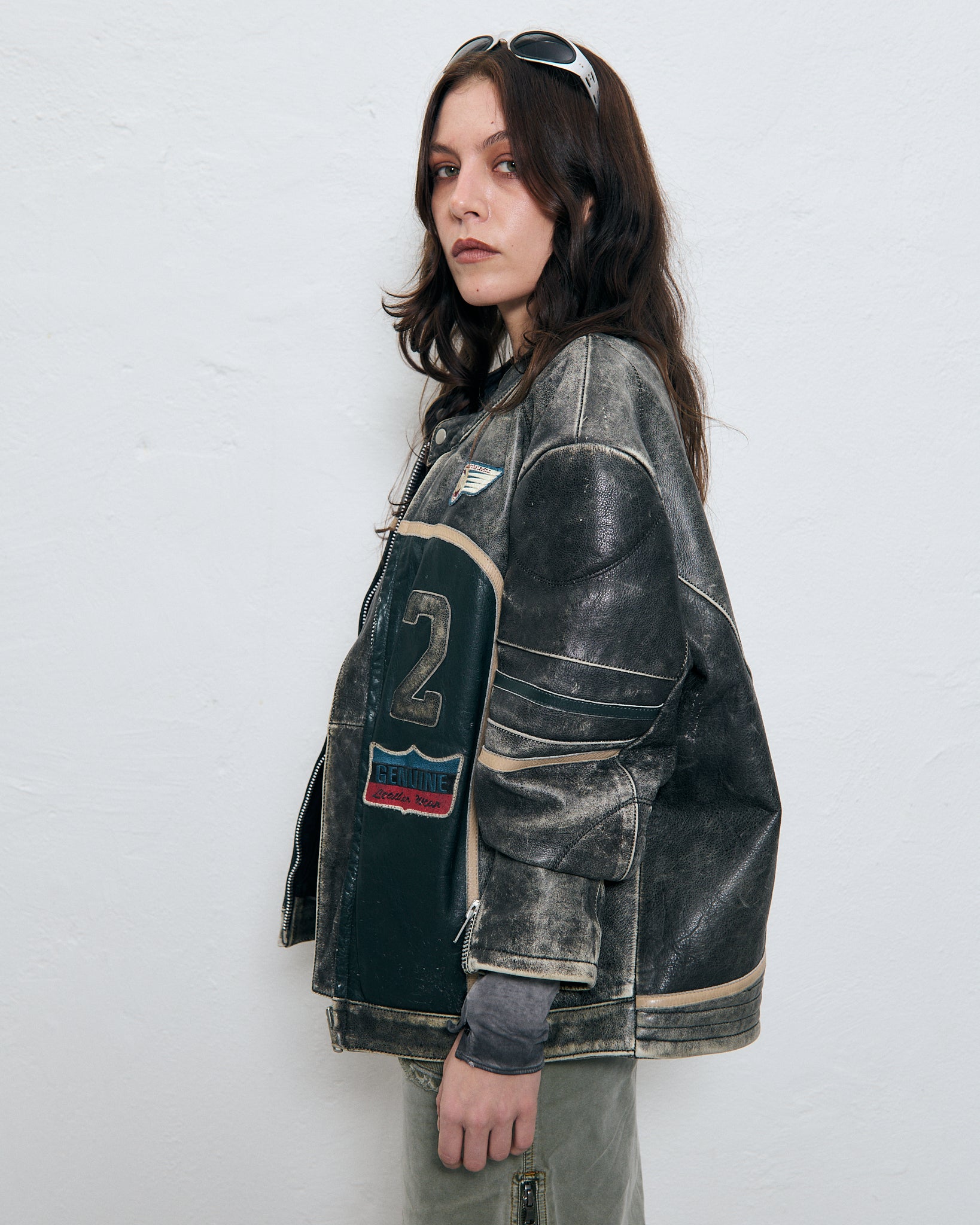 Mustang oversized racing leather jacket