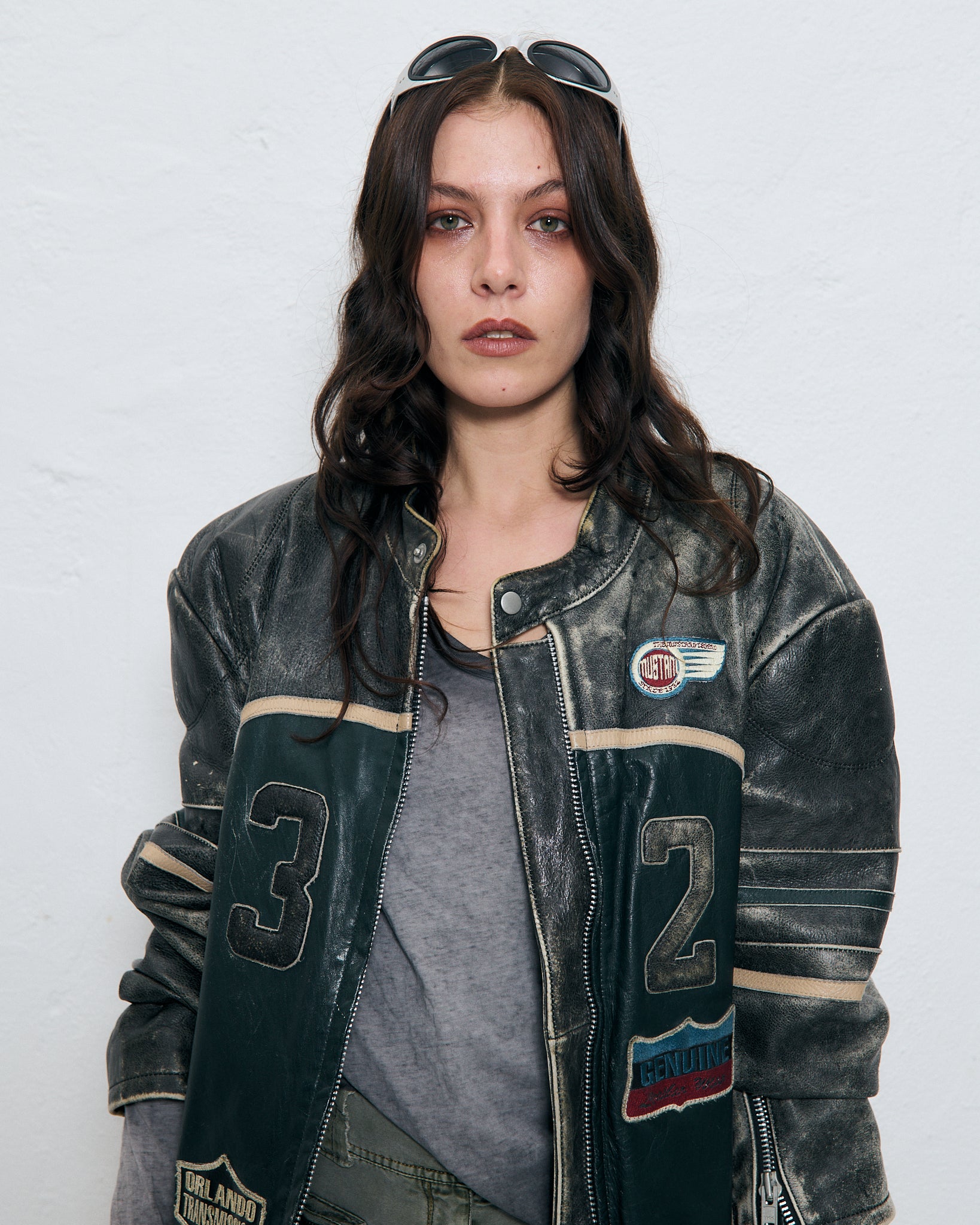 Mustang oversized racing leather jacket
