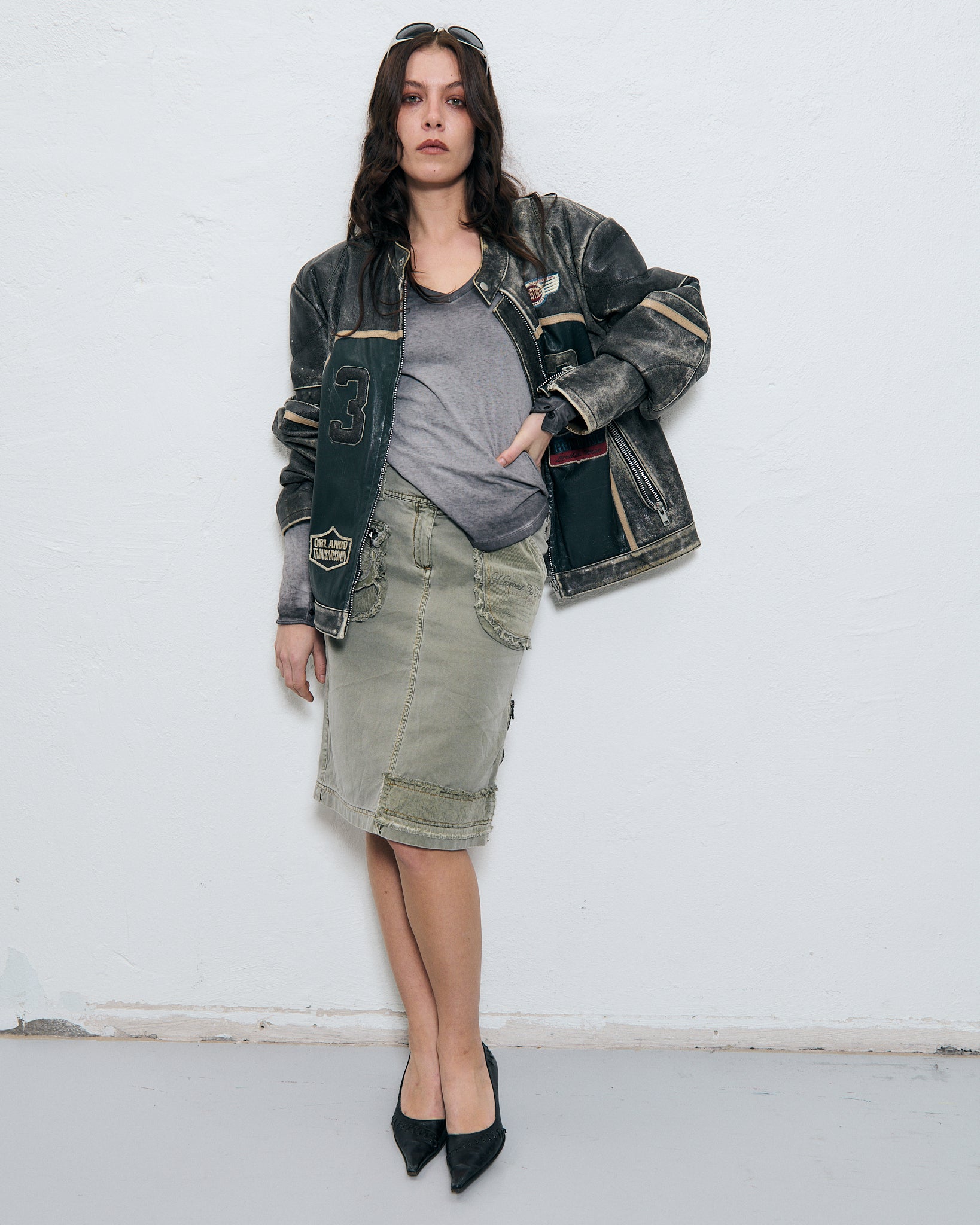 Mustang oversized racing leather jacket