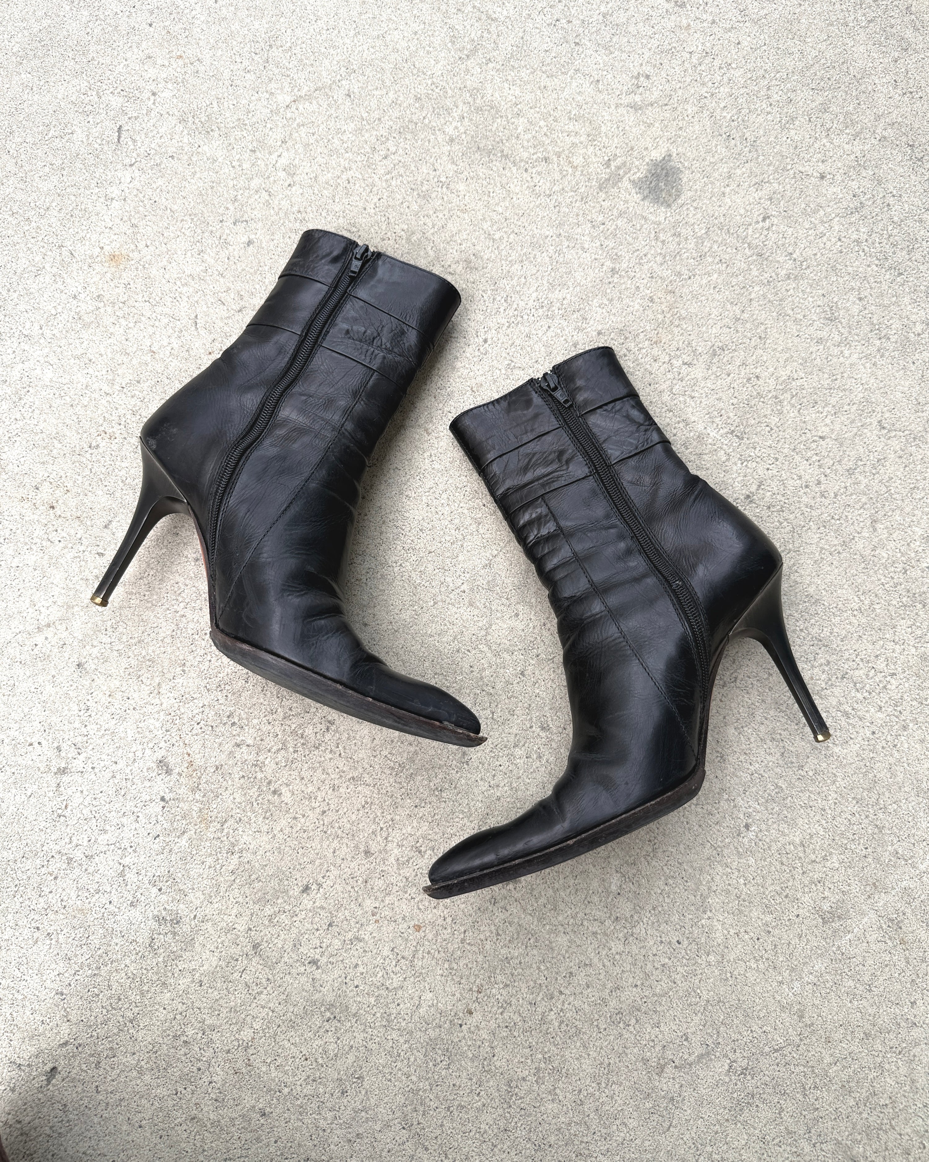 stiletto leather ankle heeled boots