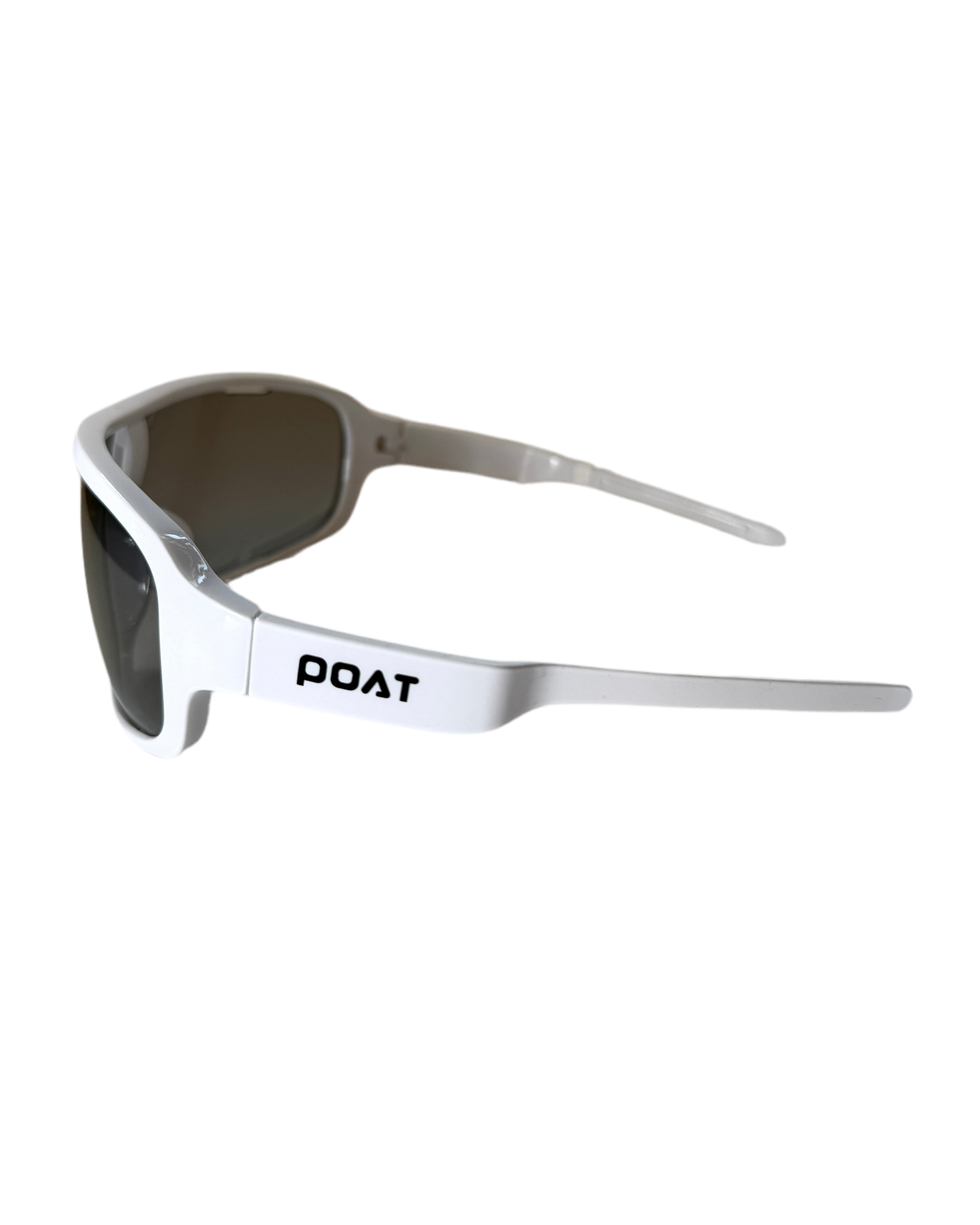 white frame wrap around sunglasses