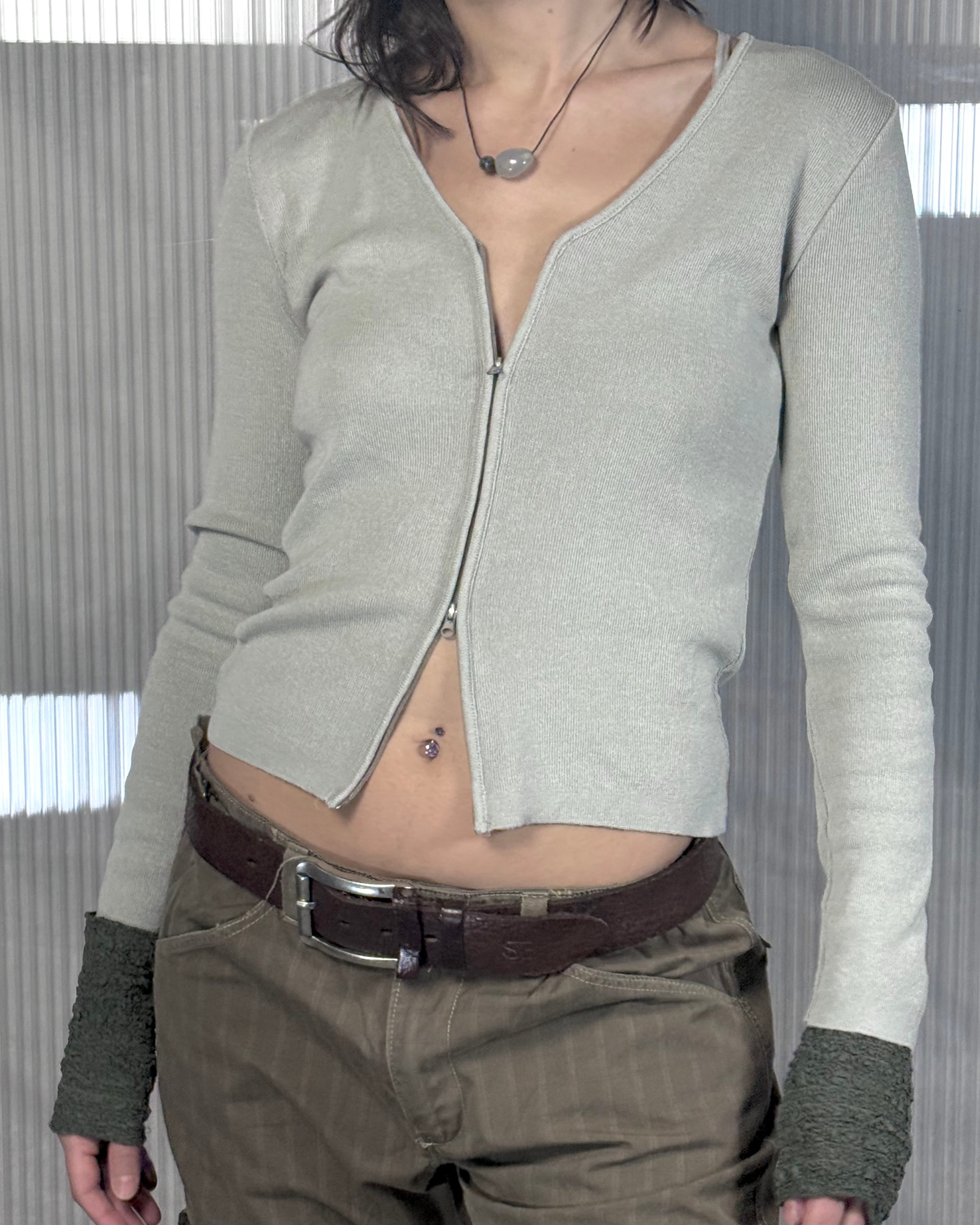 clean fine knit 2-way zip cotton cardigan