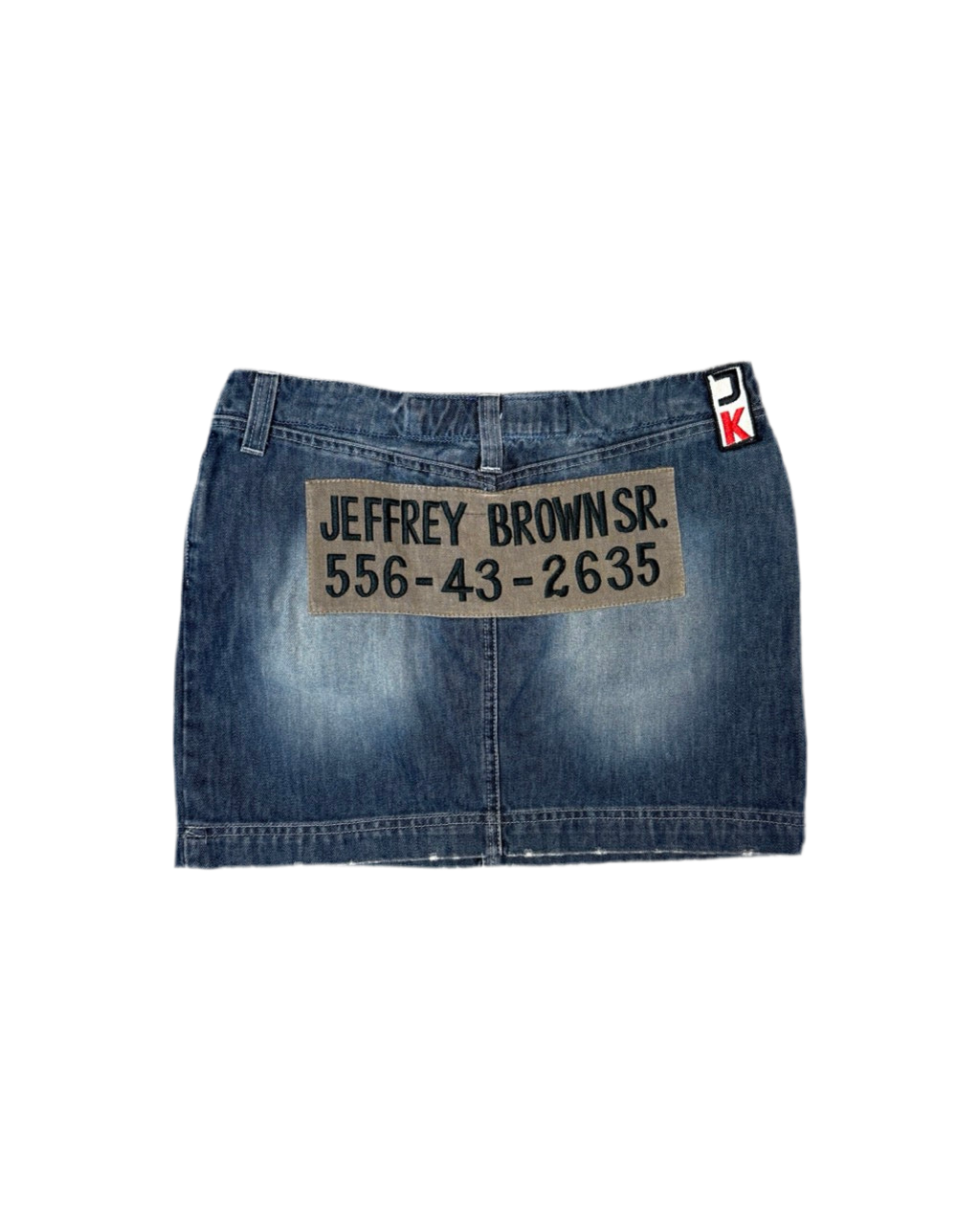 jo.kang denim mini skirt w text patch