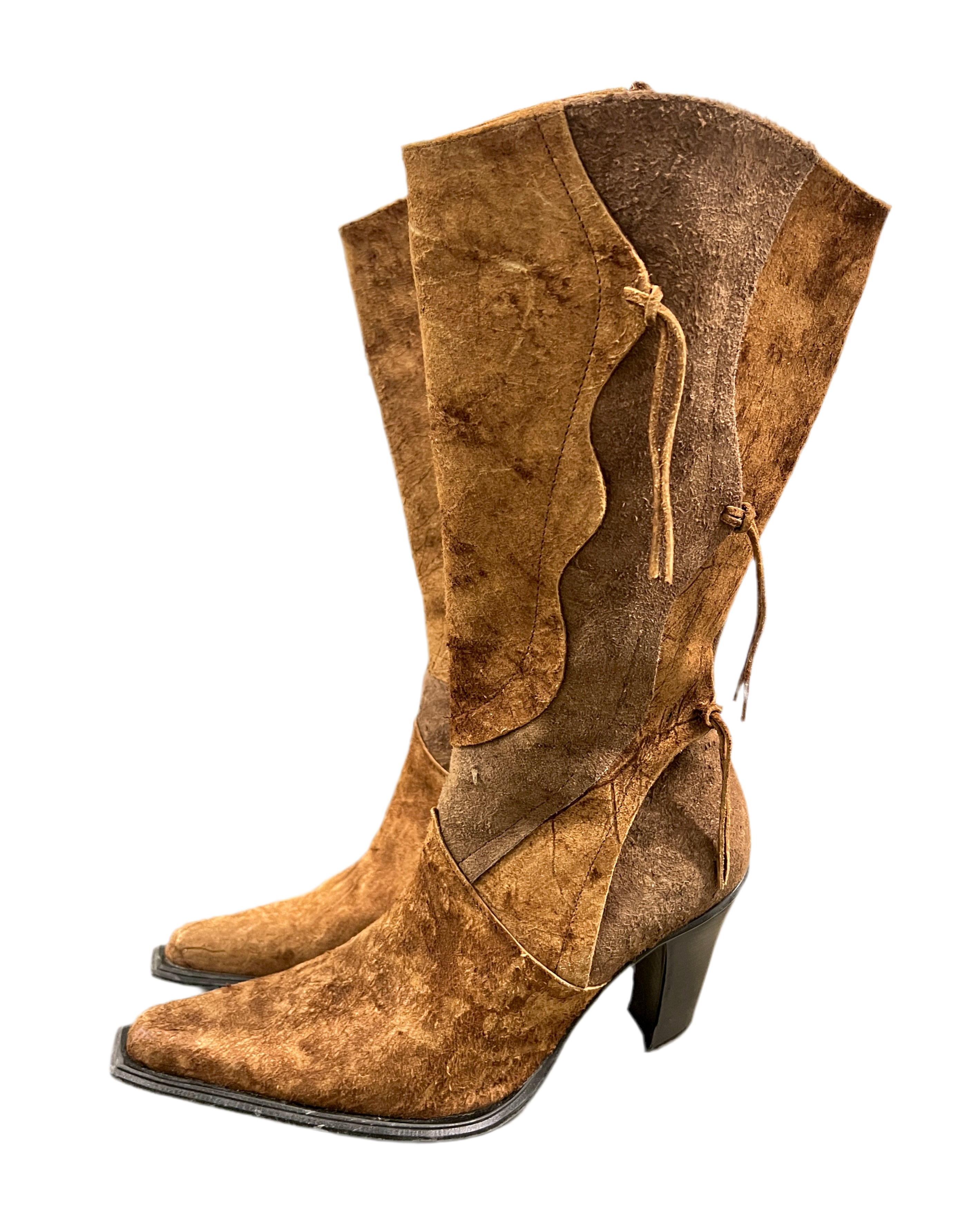 suede heeled cowboy boot