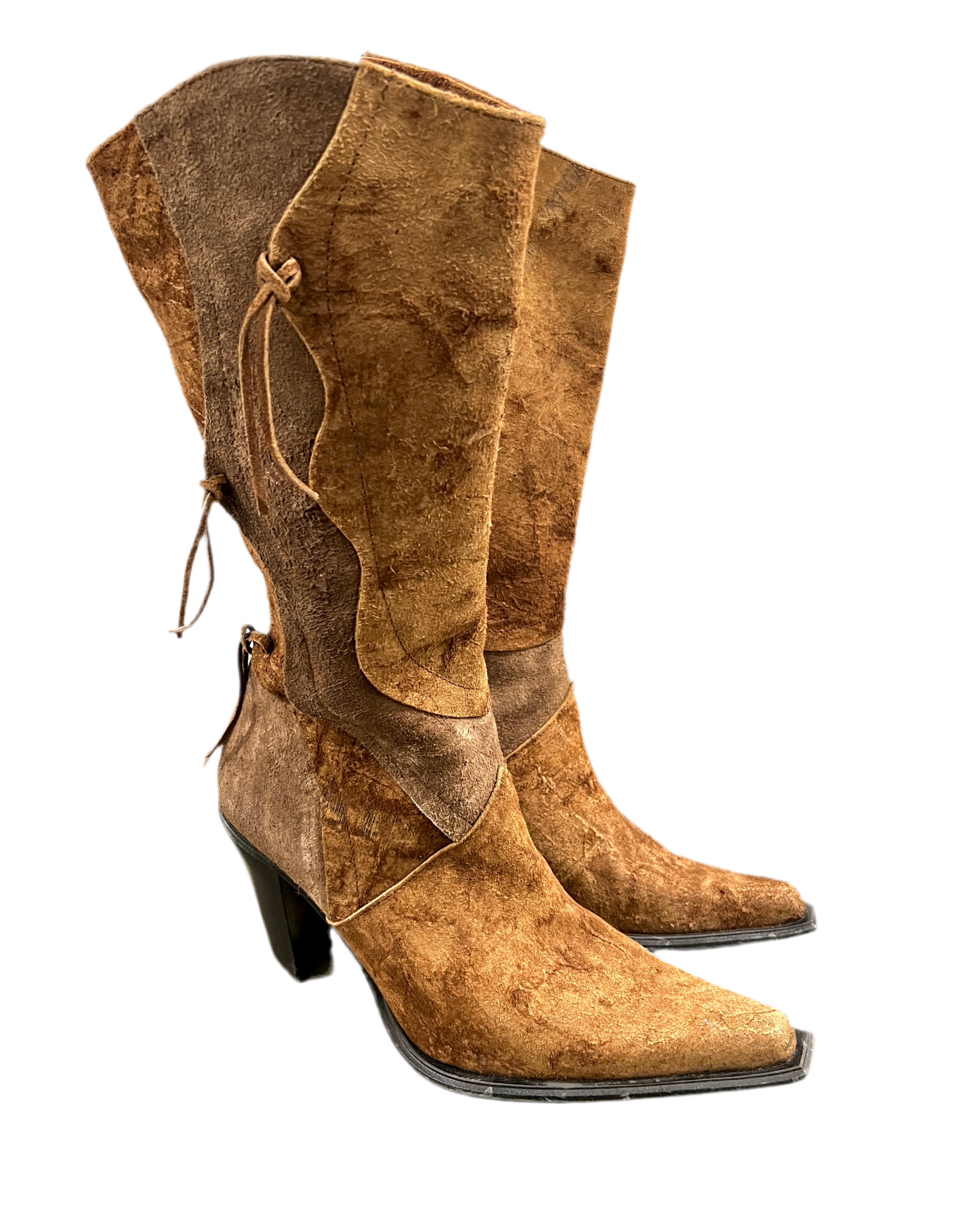 suede heeled cowboy boot