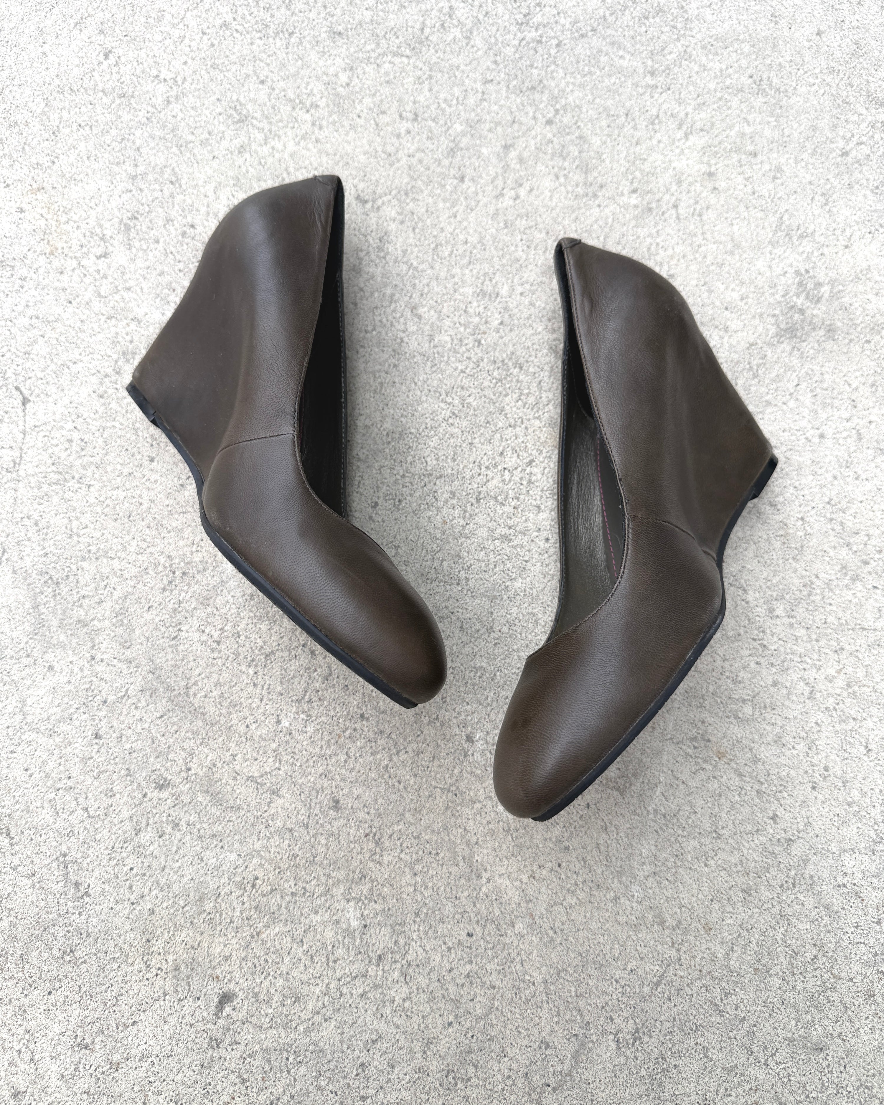 bocage leather wedge heels