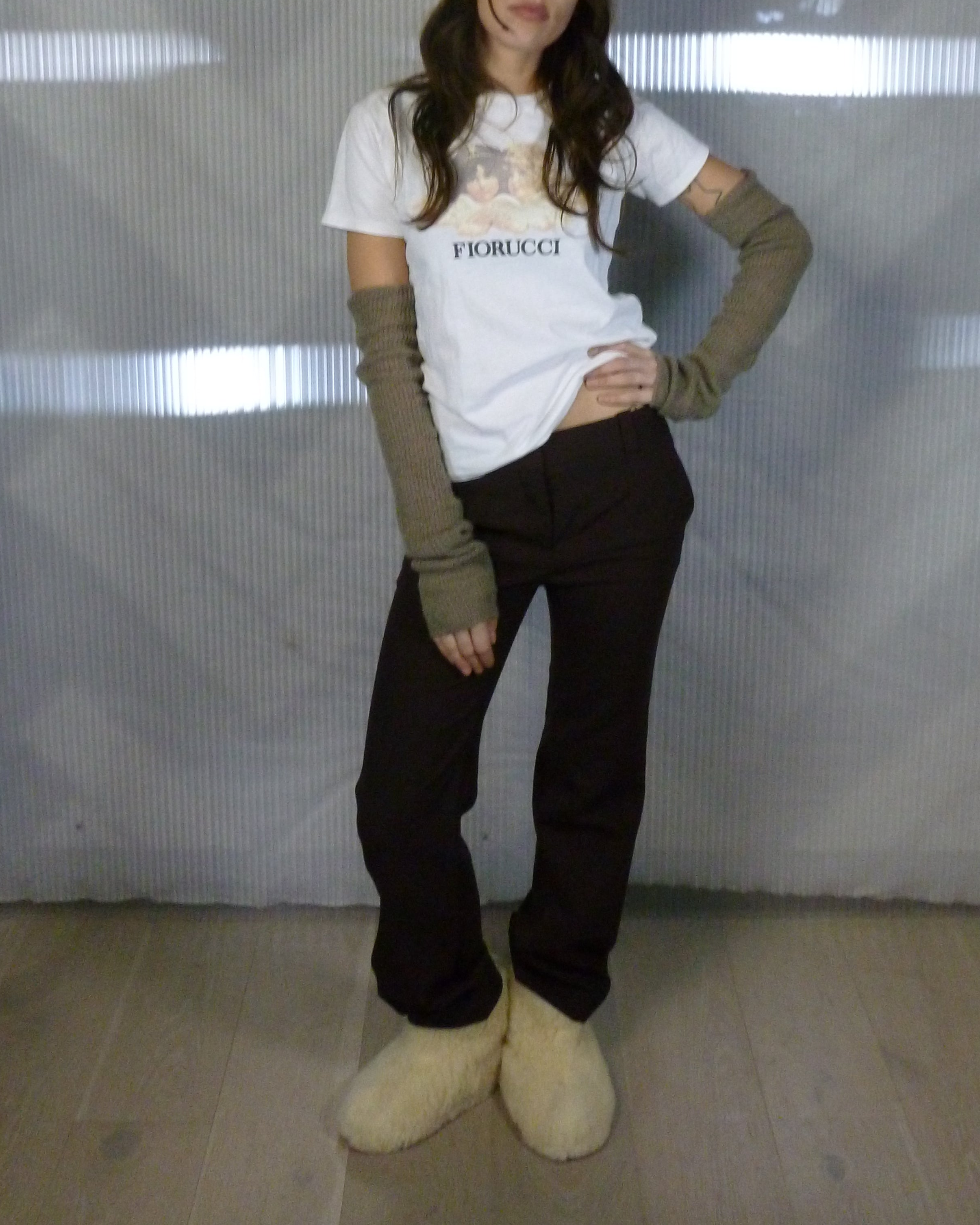 wool blend low waist tailored trousers