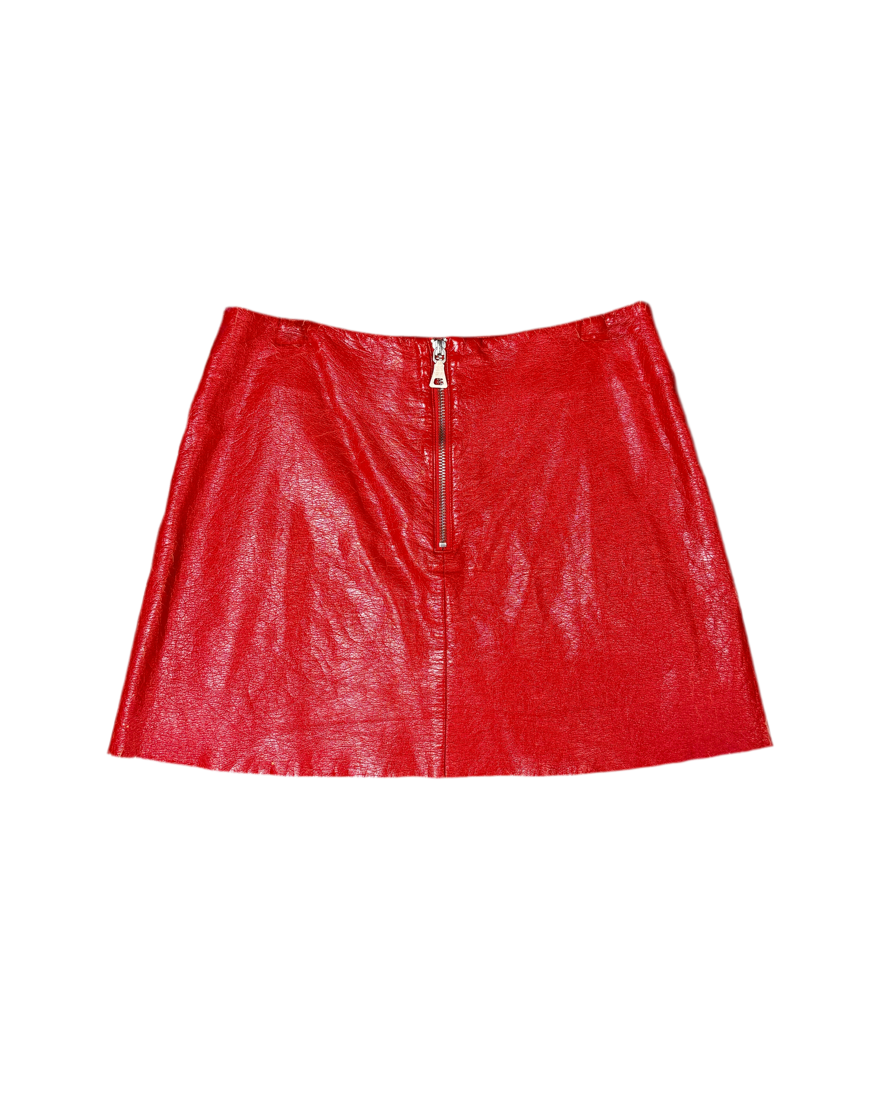 glossy patent mini skirt