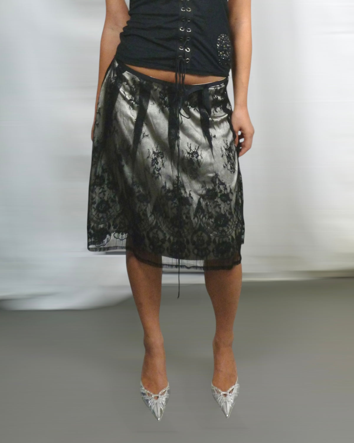 satin lace skirt