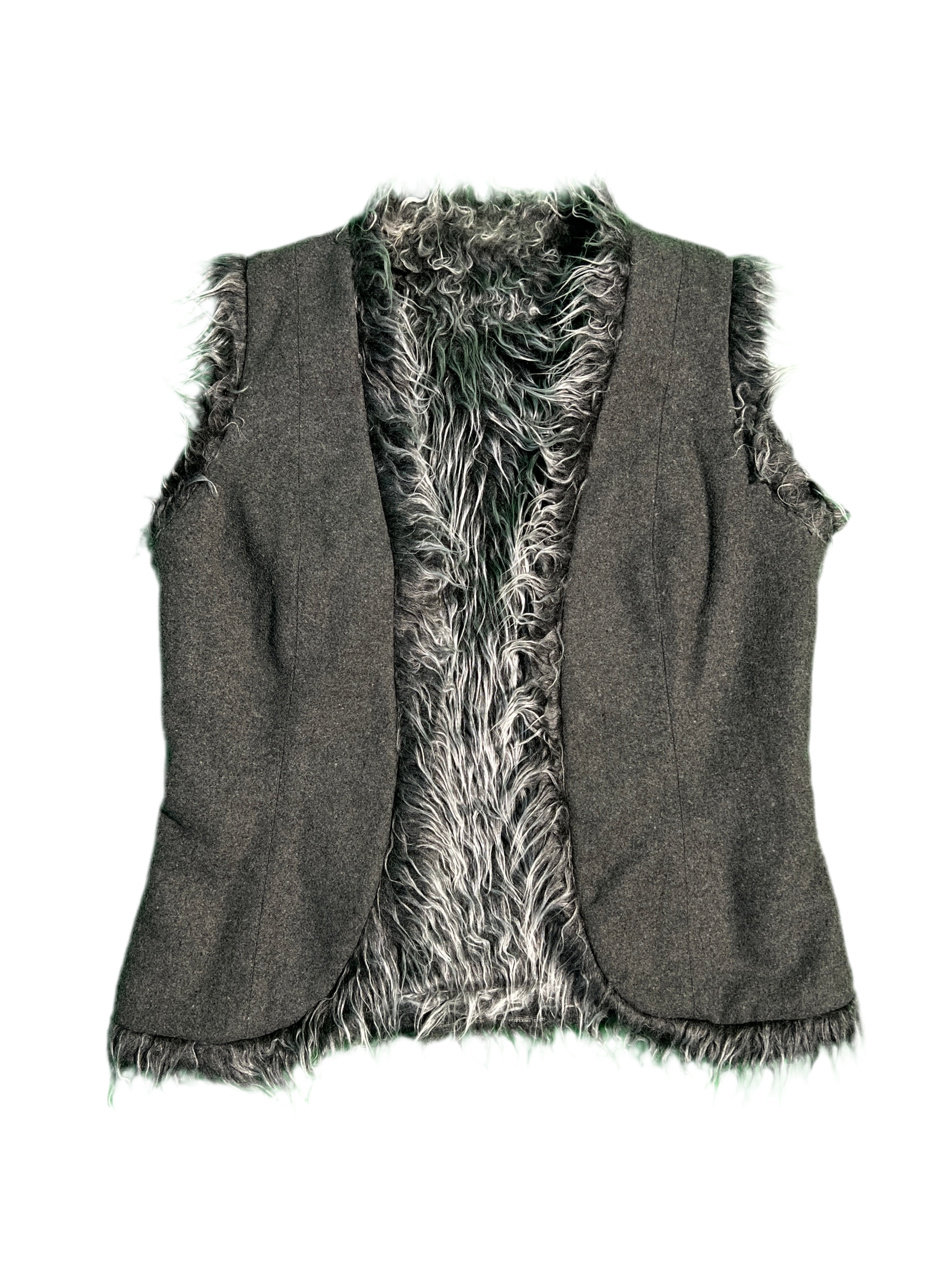 faux fur shearling vest 2-way