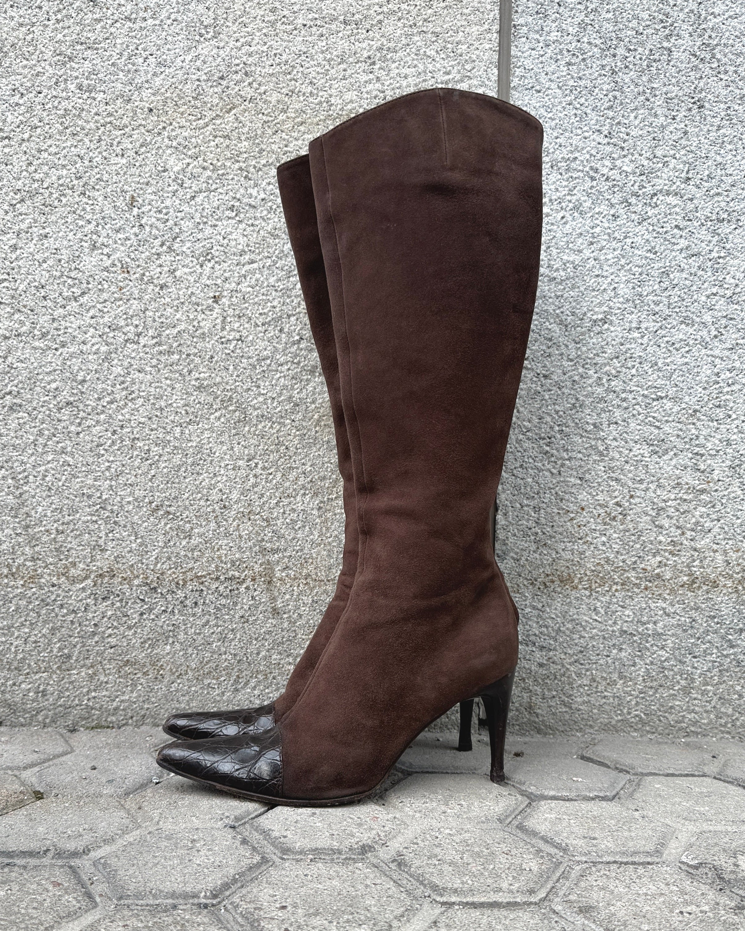 Sergio Rossi suede heeled boots