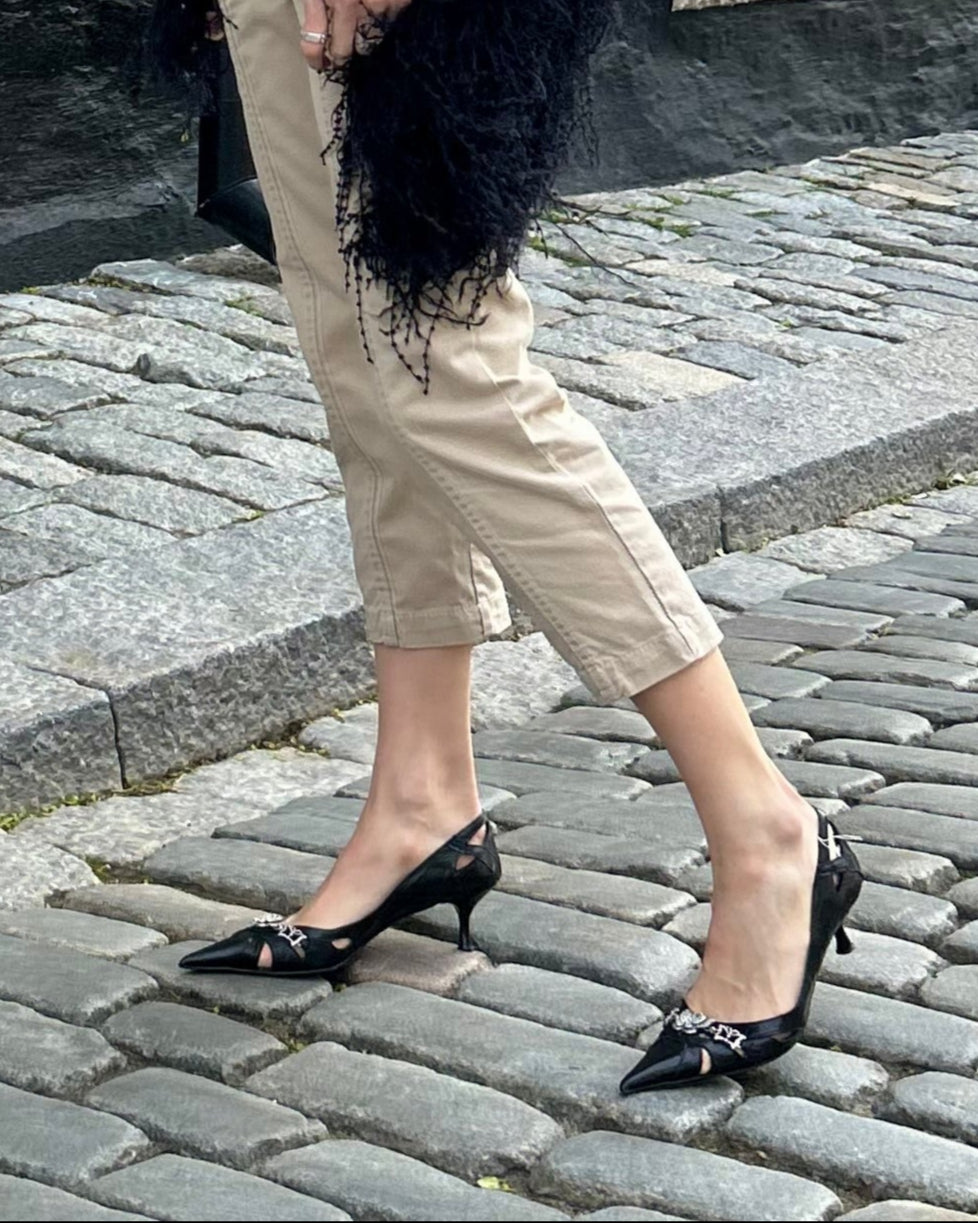 bianco leather kitten heels