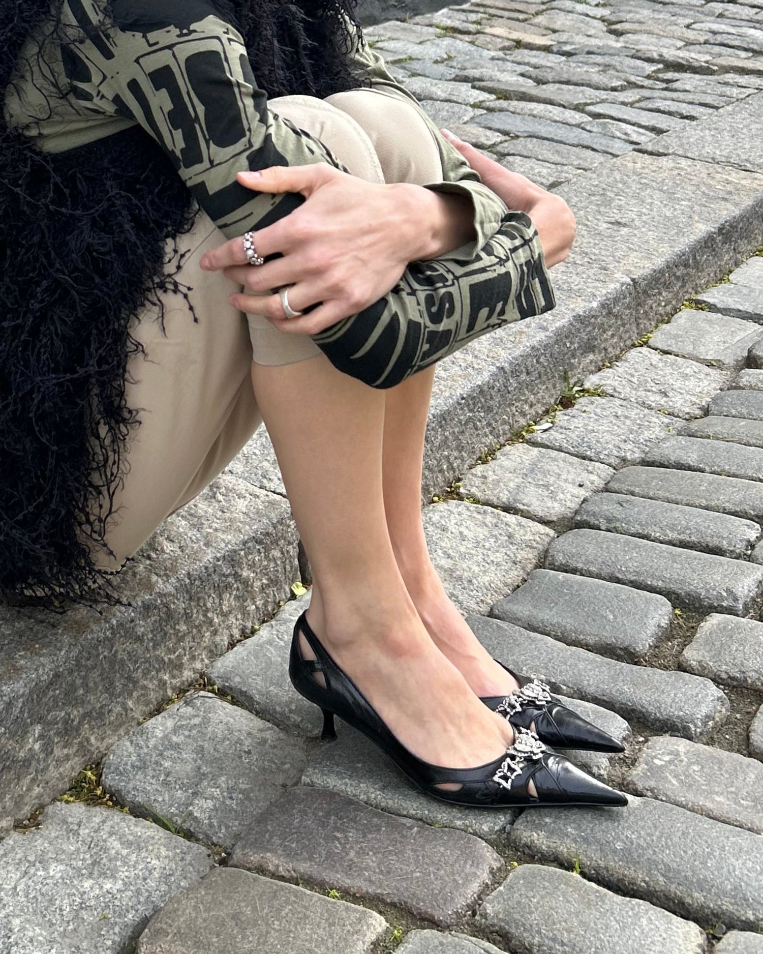 bianco leather kitten heels