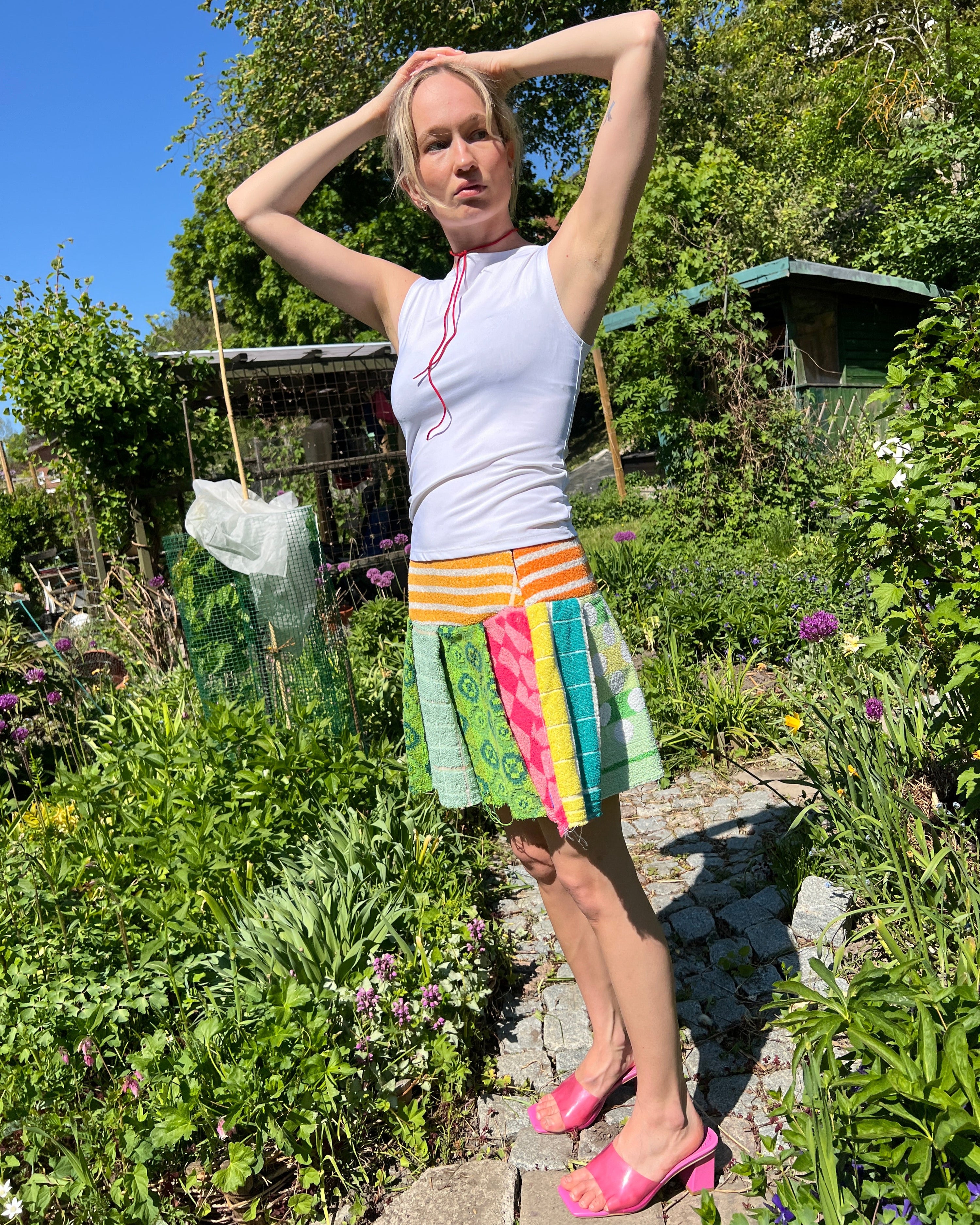 RAVE REVIEW towel pleated mini skirt