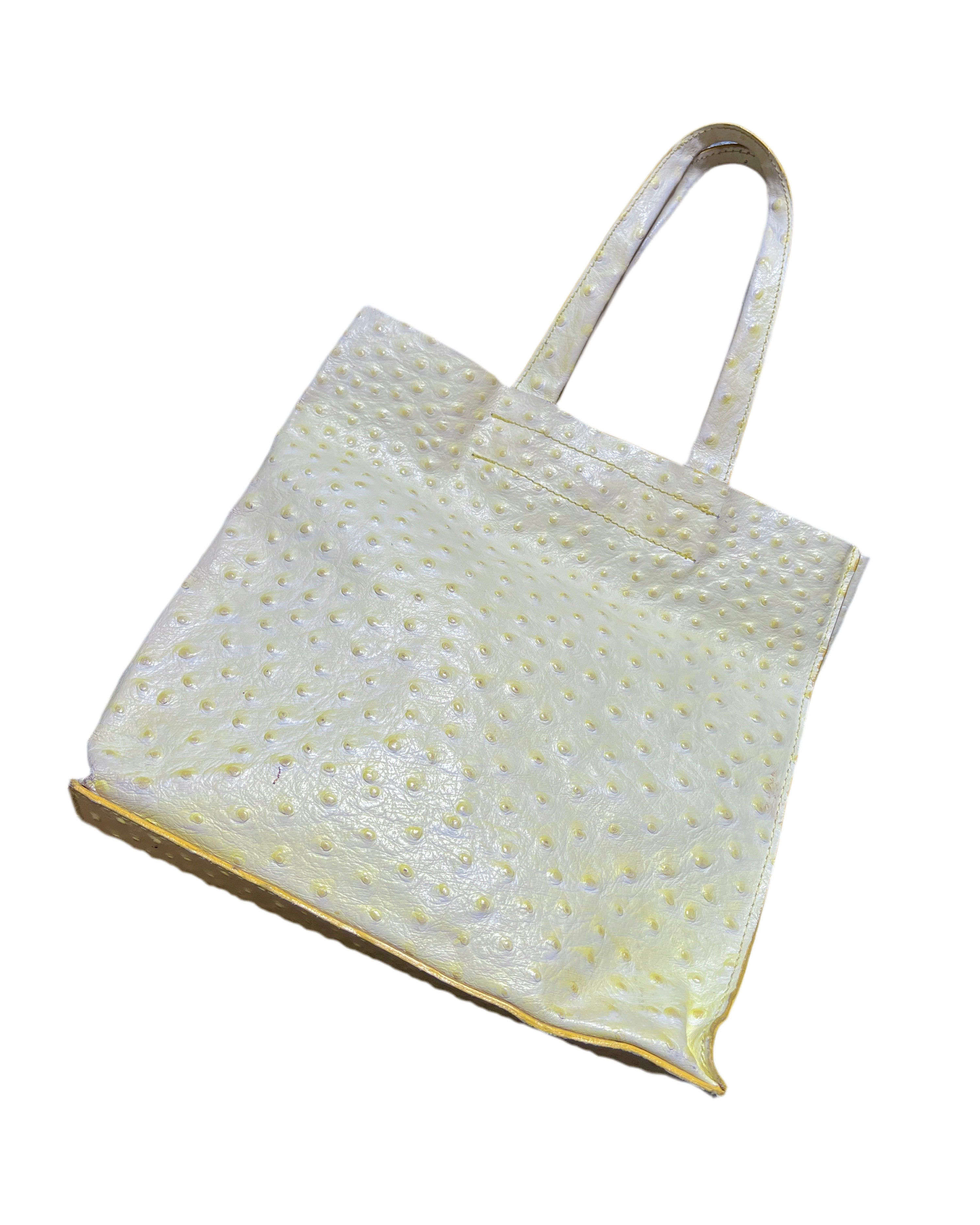 ostrich leather square hand bag