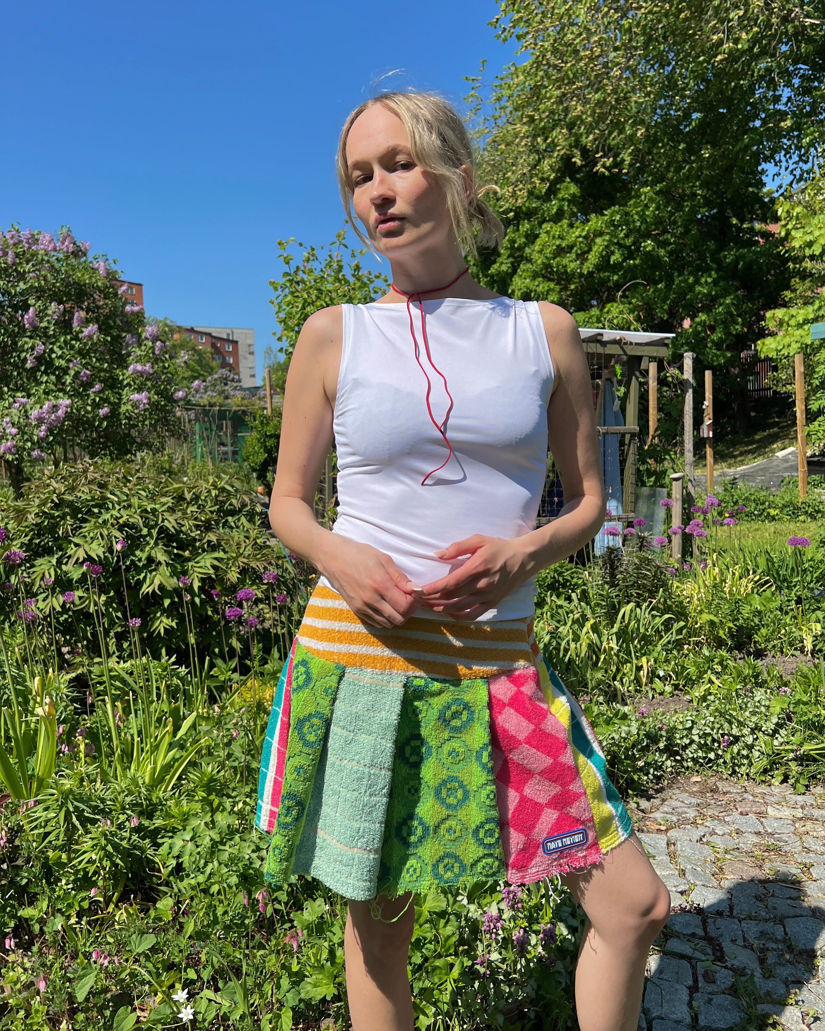 RAVE REVIEW towel pleated mini skirt