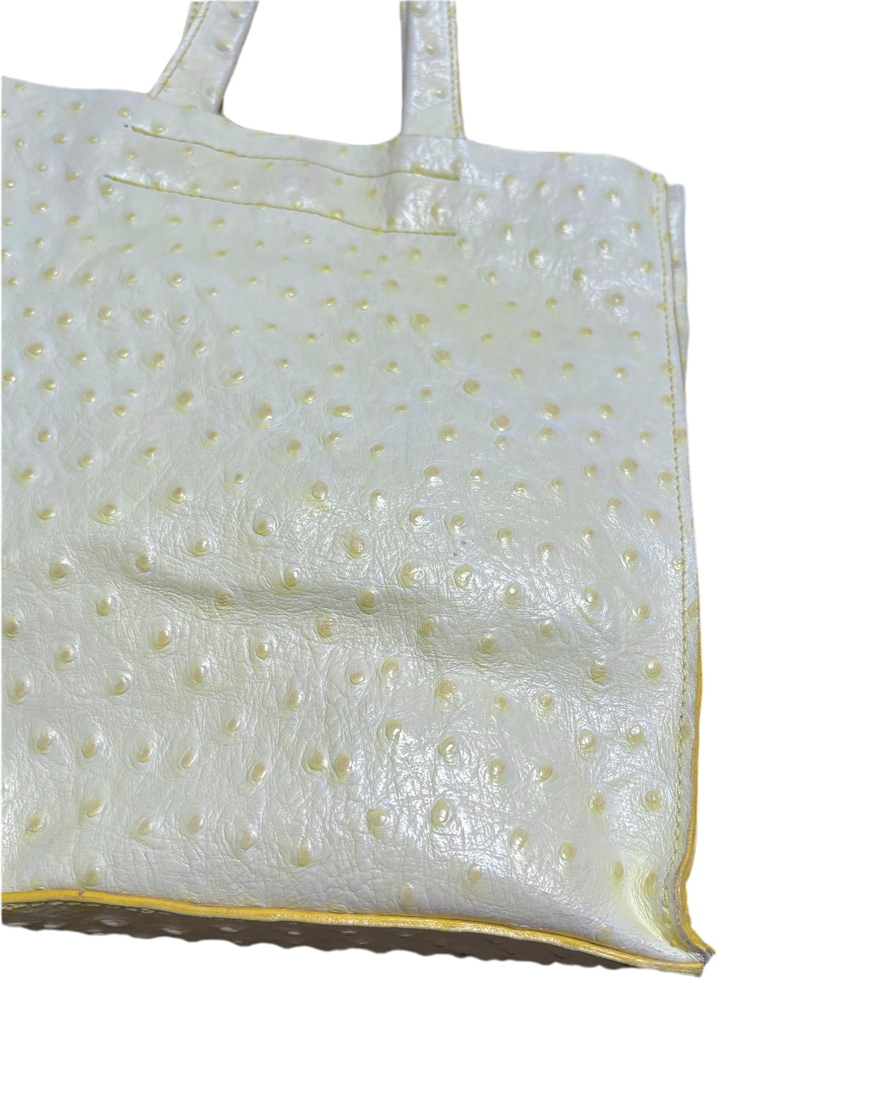 ostrich leather square hand bag