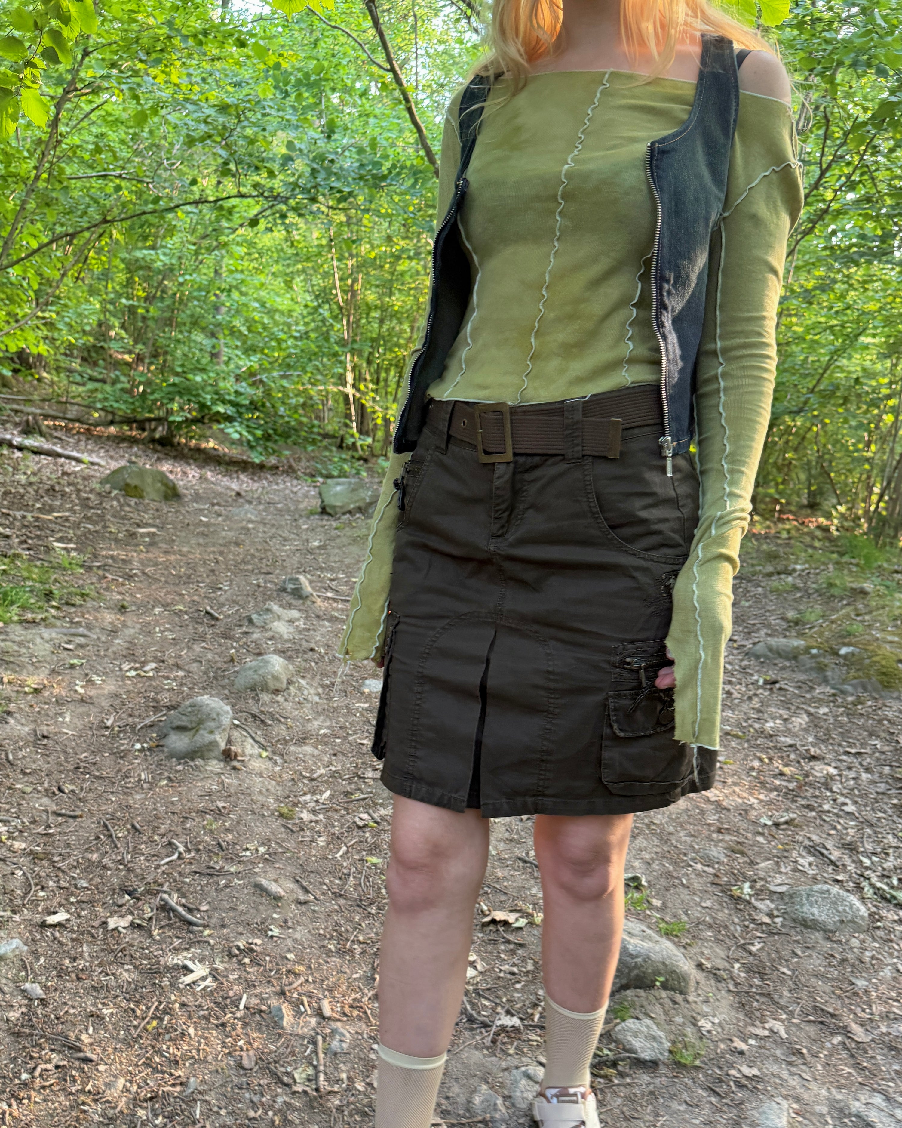 cargo pencil midi skirt w belt