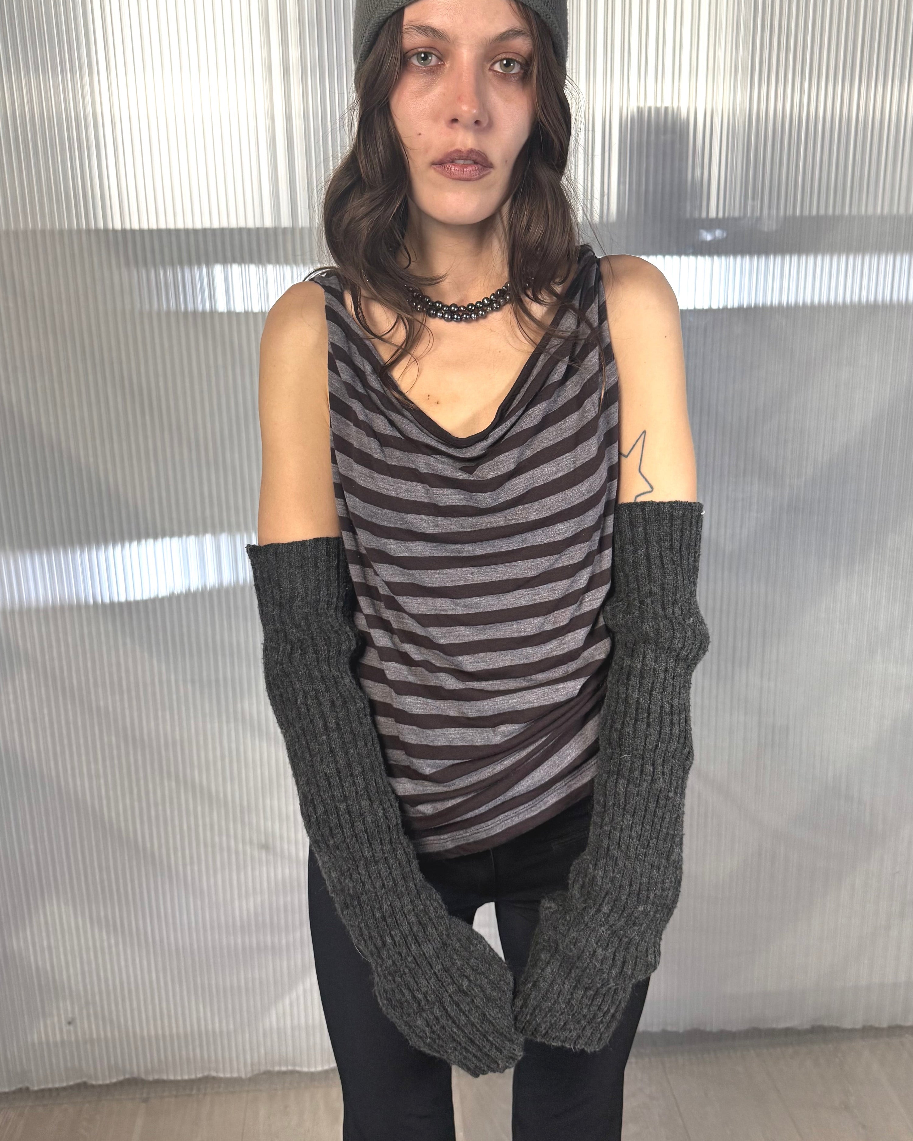 wool mohair blend long wristwarmers