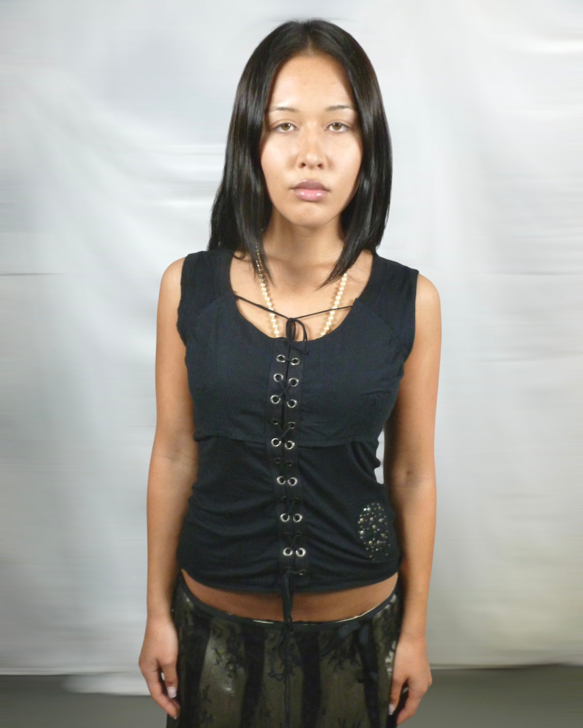 nine lives lace up tank top