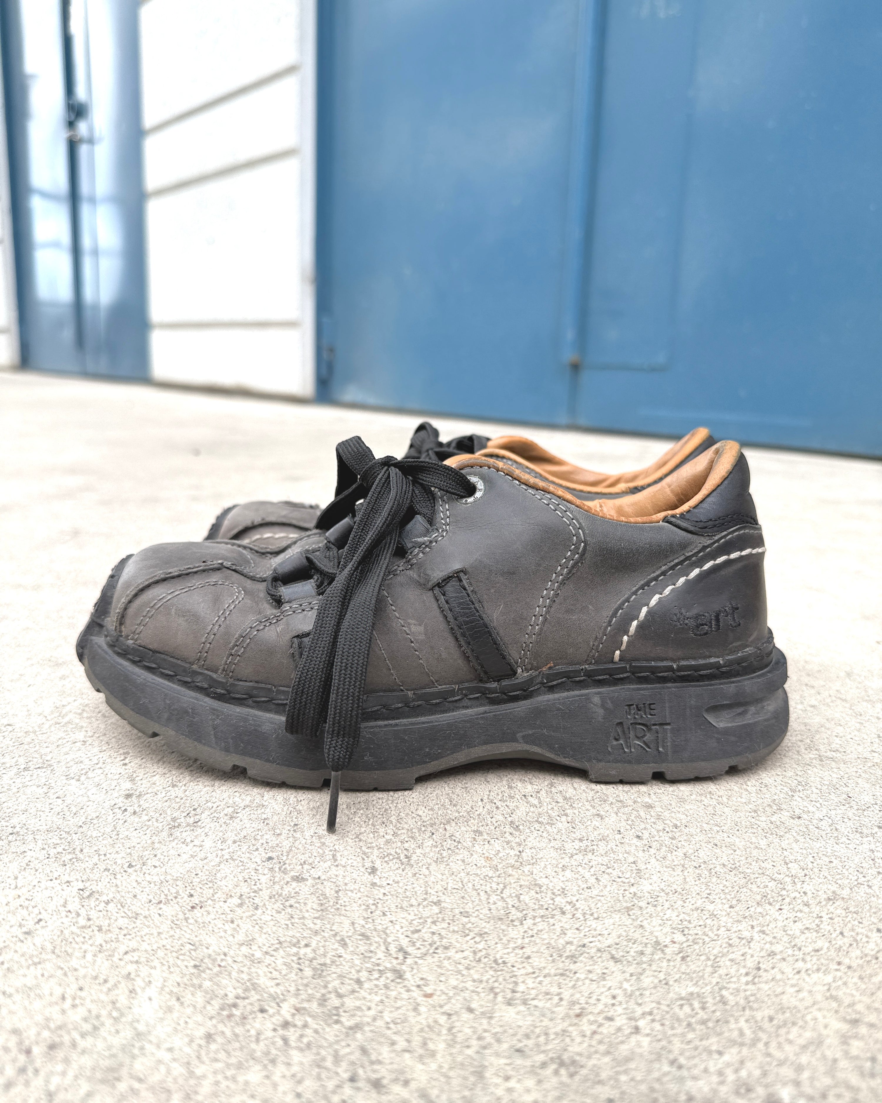 leather combat sneakers