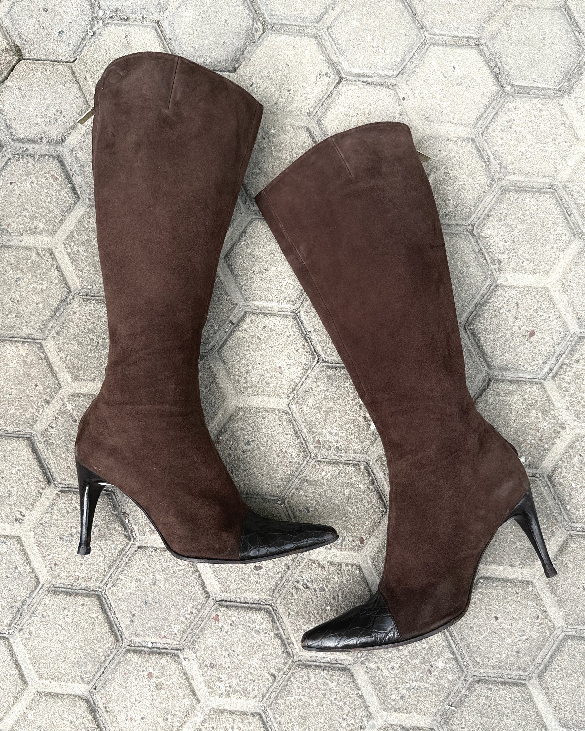 Sergio Rossi suede heeled boots