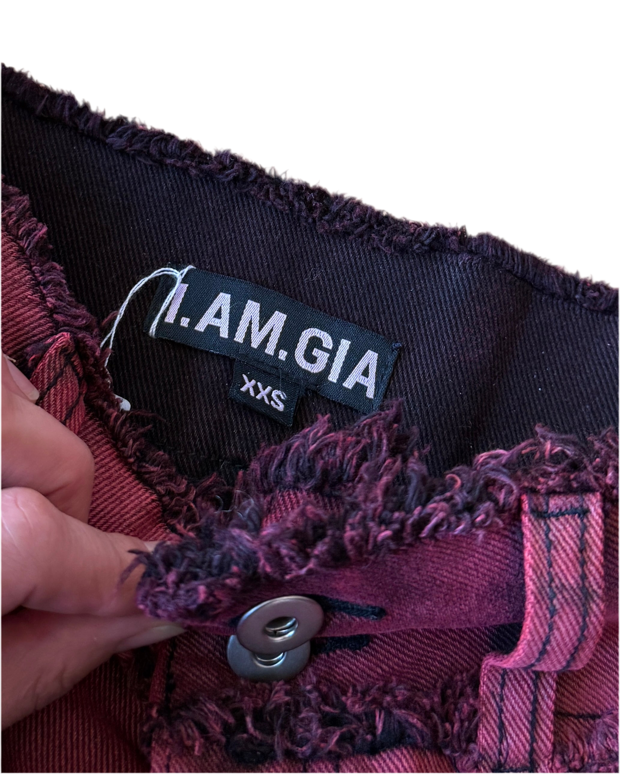 I AM GIA raw edges pleated twill mini skirt