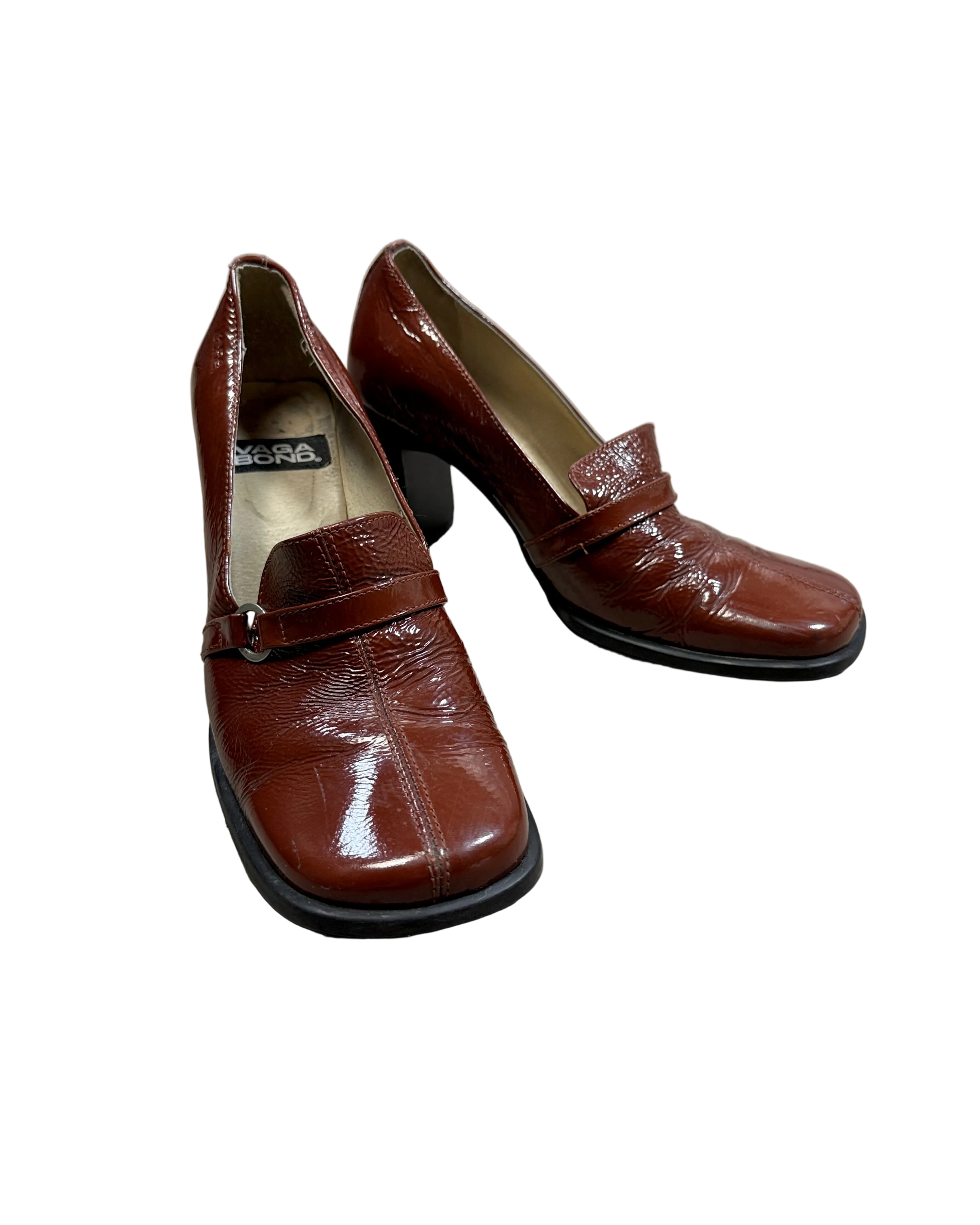 Vagabond square patent heeled loafer