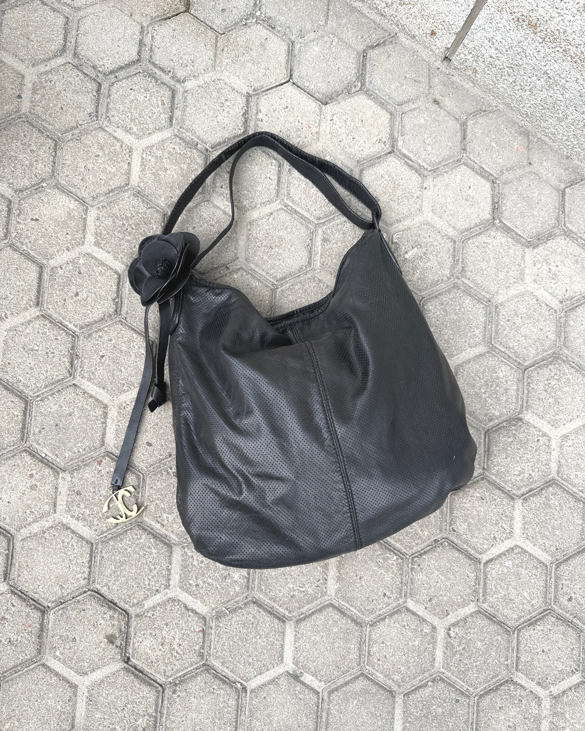 just cavalli leather shopper hobo bag