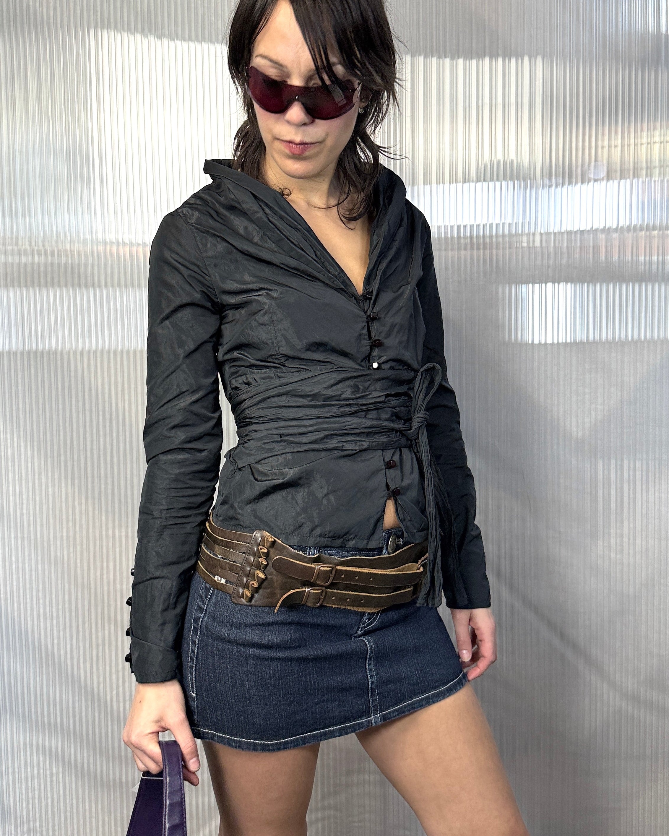 denim mini skirt