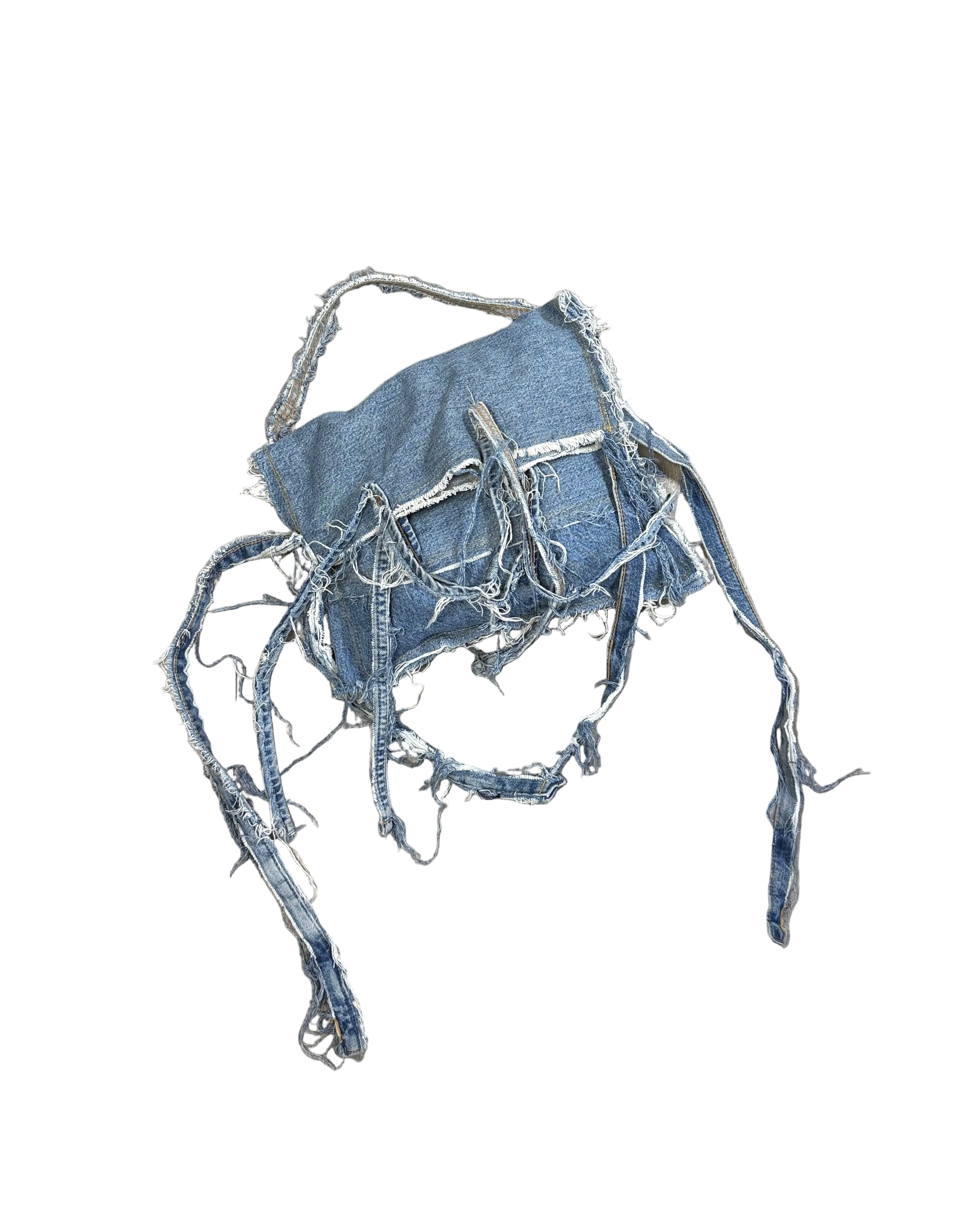 RE-MADE SAMPLE messy denim tote & handbag 2-in-1