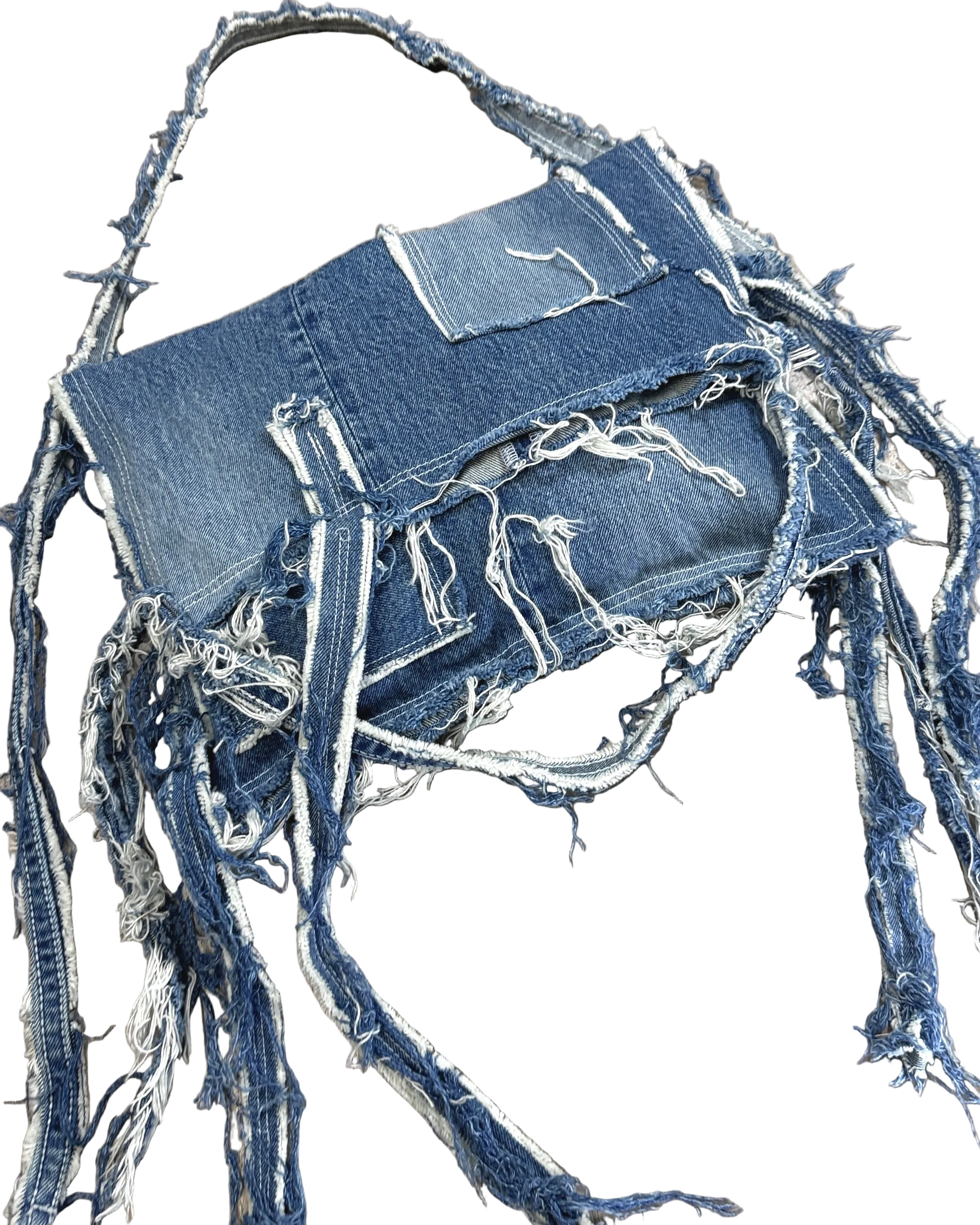 RE-MADE messy denim tote & handbag 2-in-1