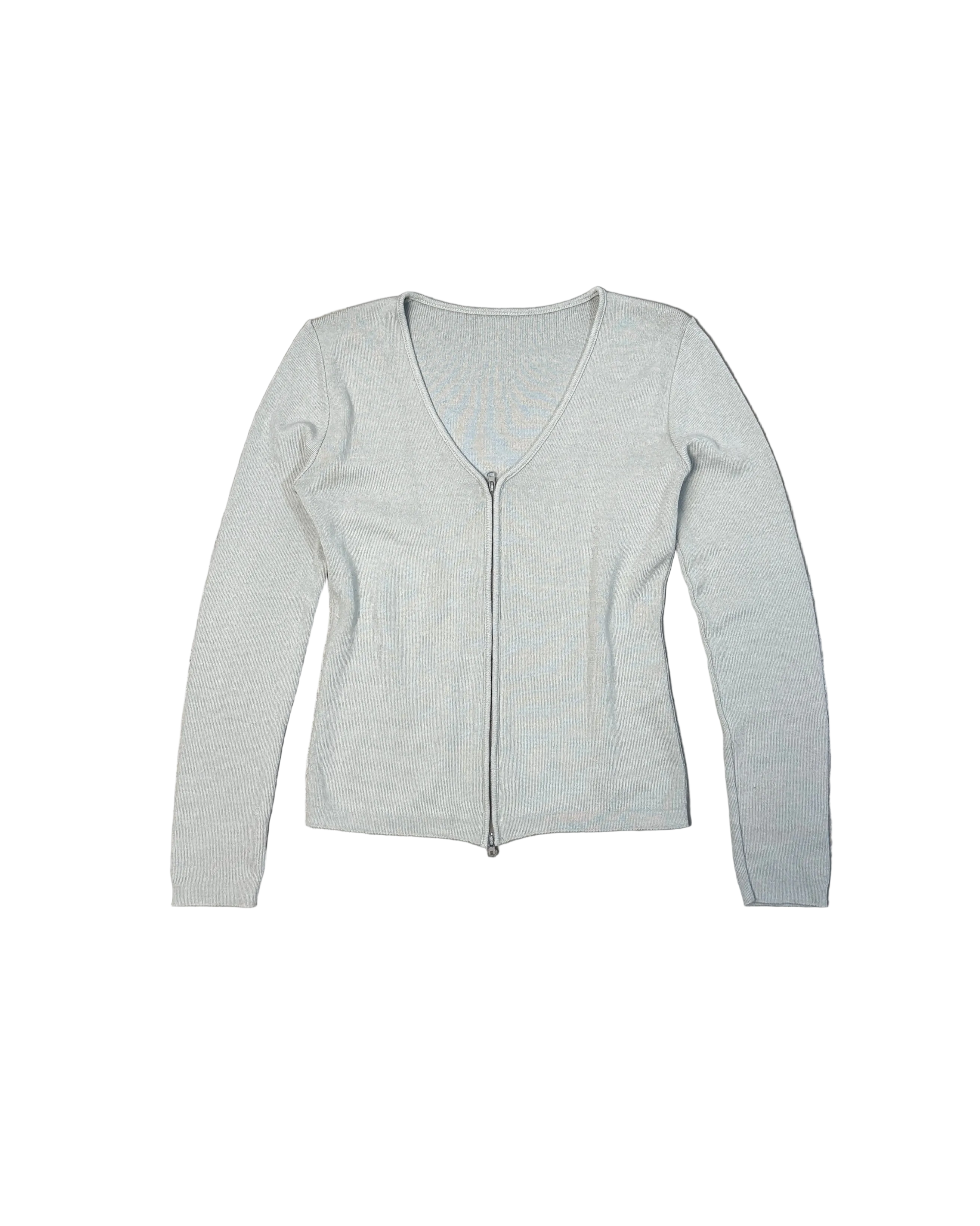 clean fine knit 2-way zip cotton cardigan