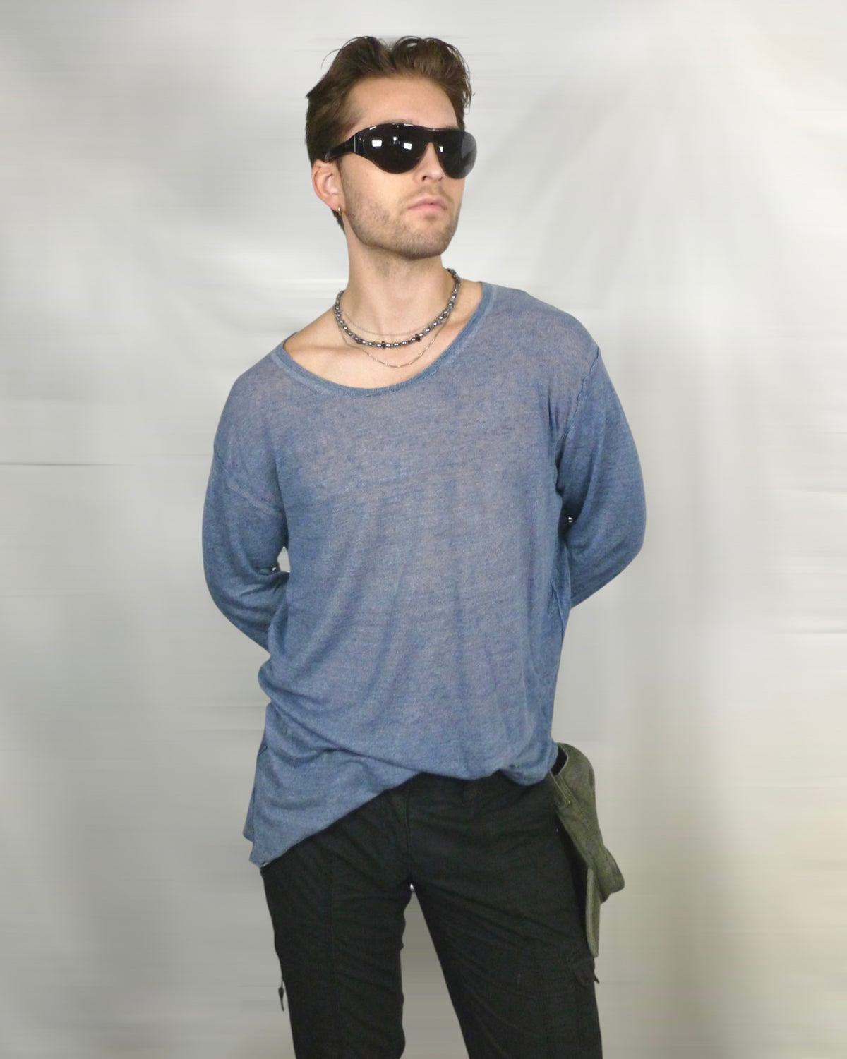 DIESEL transparent knit long sleeve top