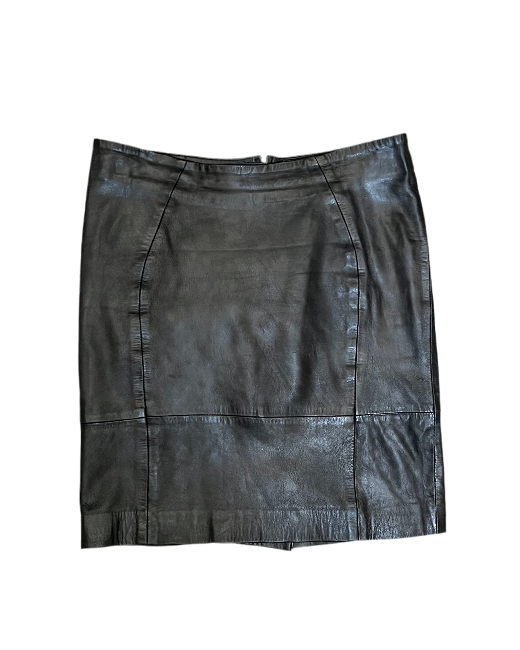 depeche leather knee skirt