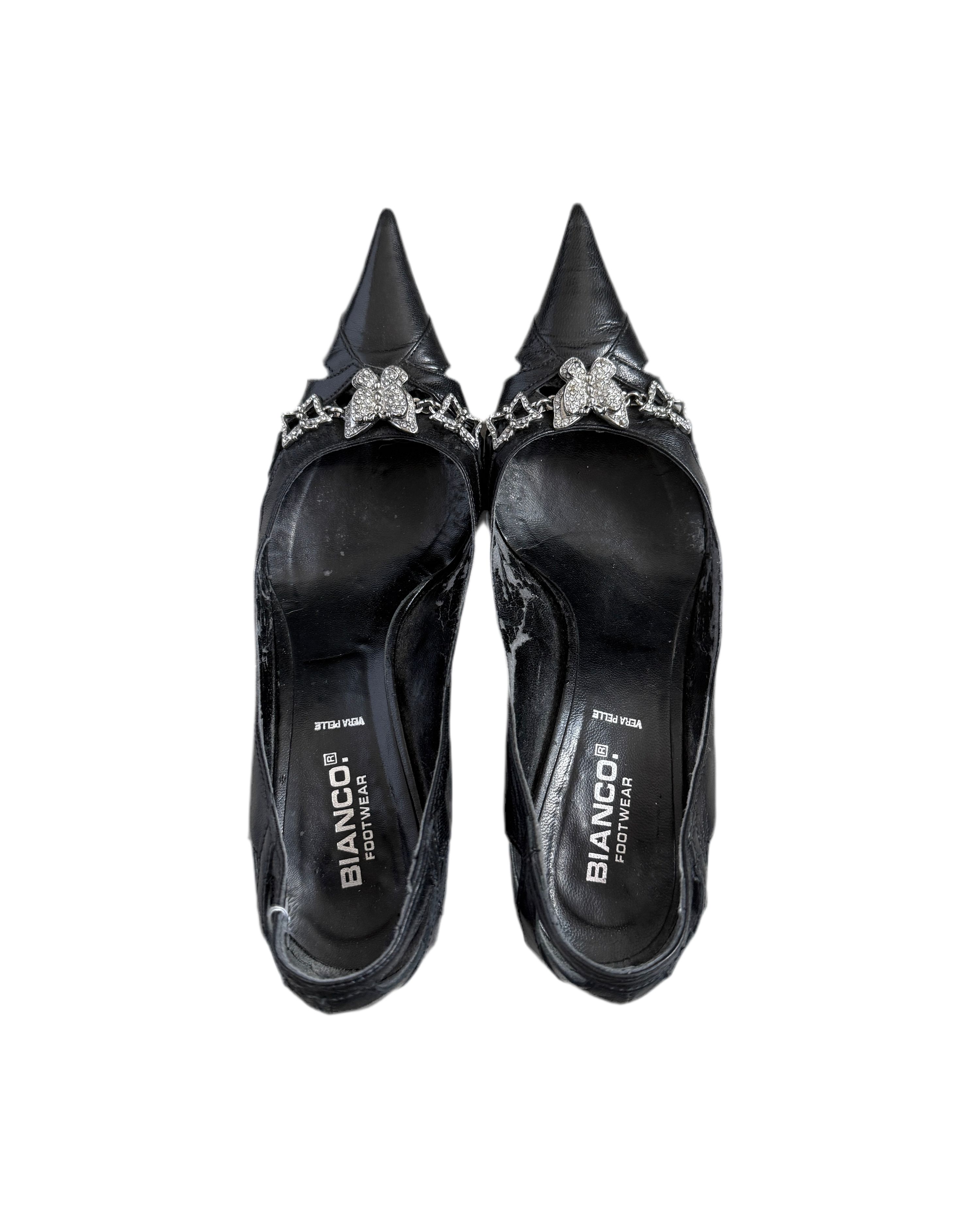 bianco leather kitten heels