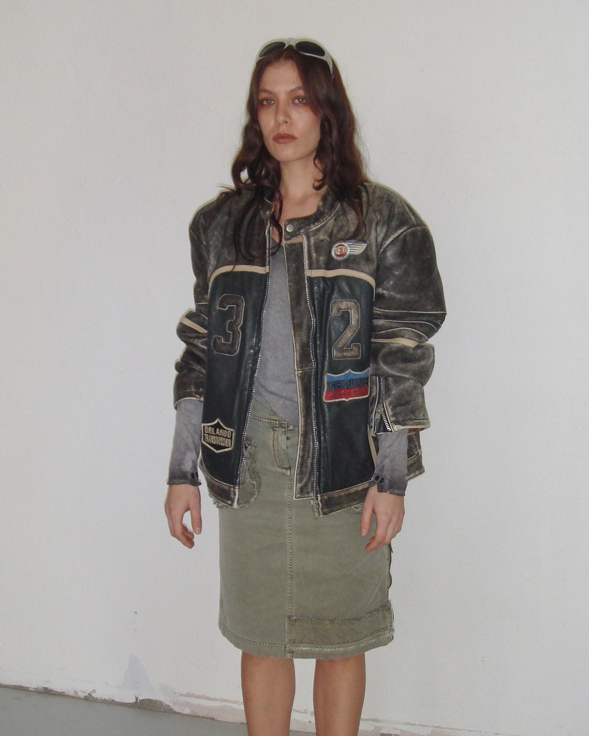 Mustang oversized racing leather jacket