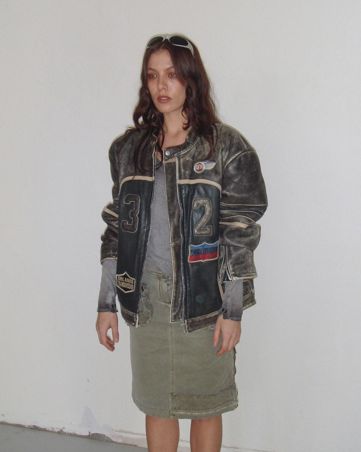 Mustang oversized racing leather jacket
