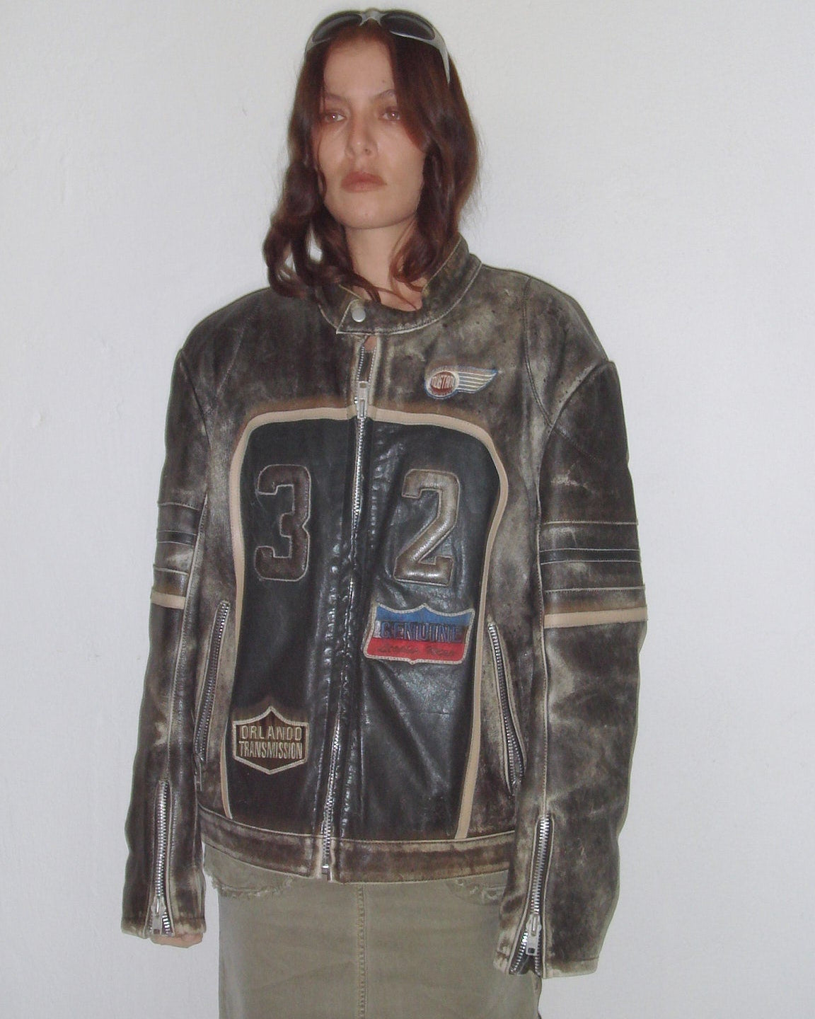 Mustang oversized racing leather jacket