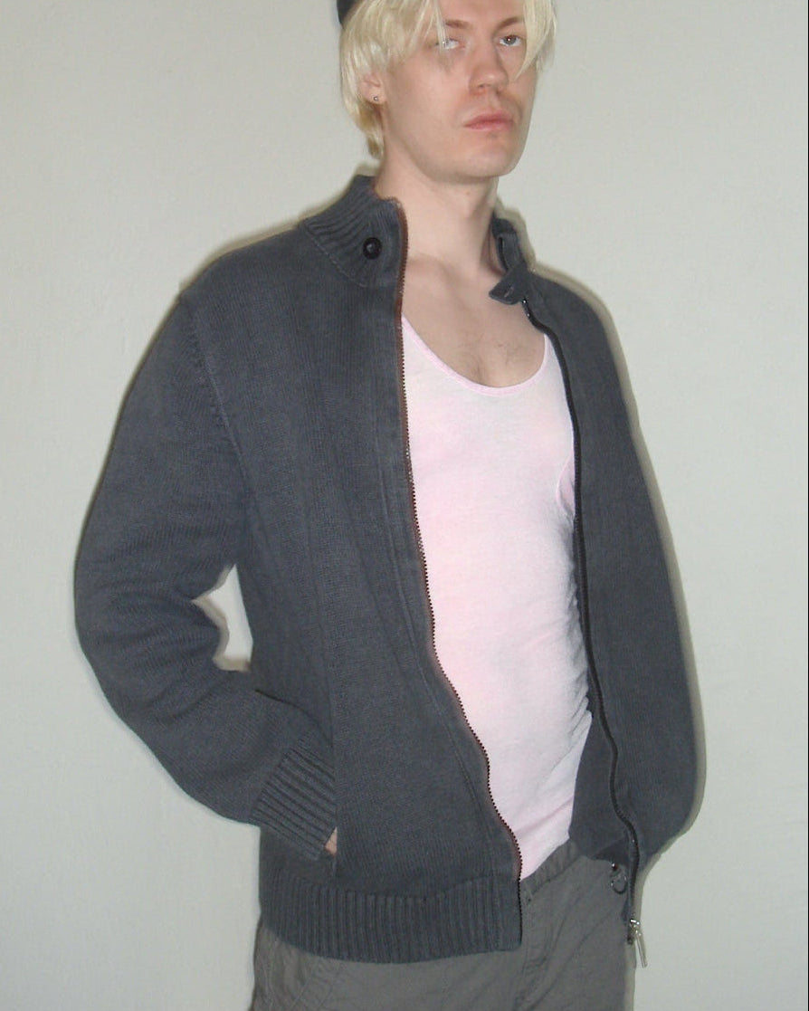 heavy cotton zip cardigan