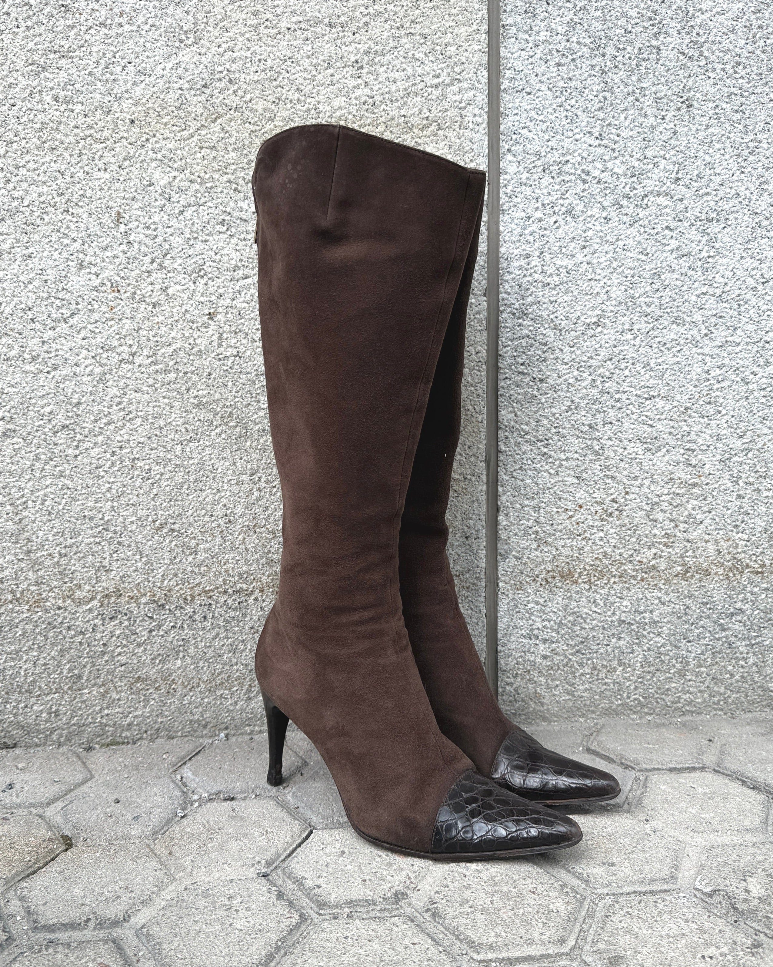 Sergio Rossi suede heeled boots